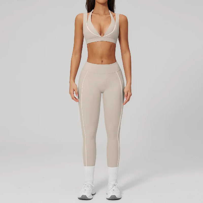 Ensemble Yoga 2 Pièces Anti-Choc – Brassière & Short de Cycliste