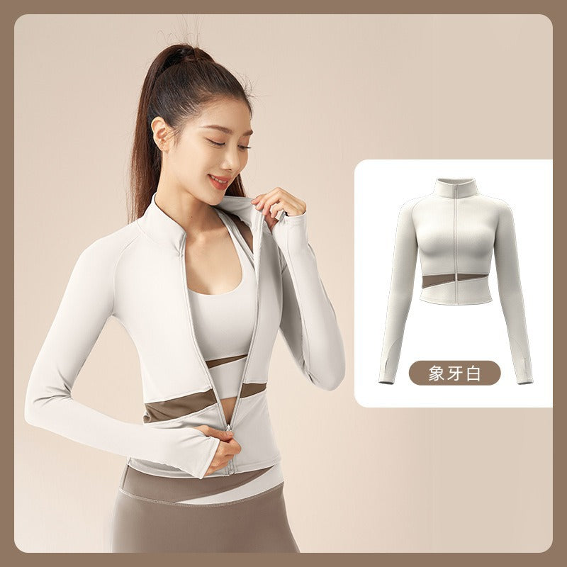 Veste Sport Zippée Manches Longues Color Block – Yoga & Running