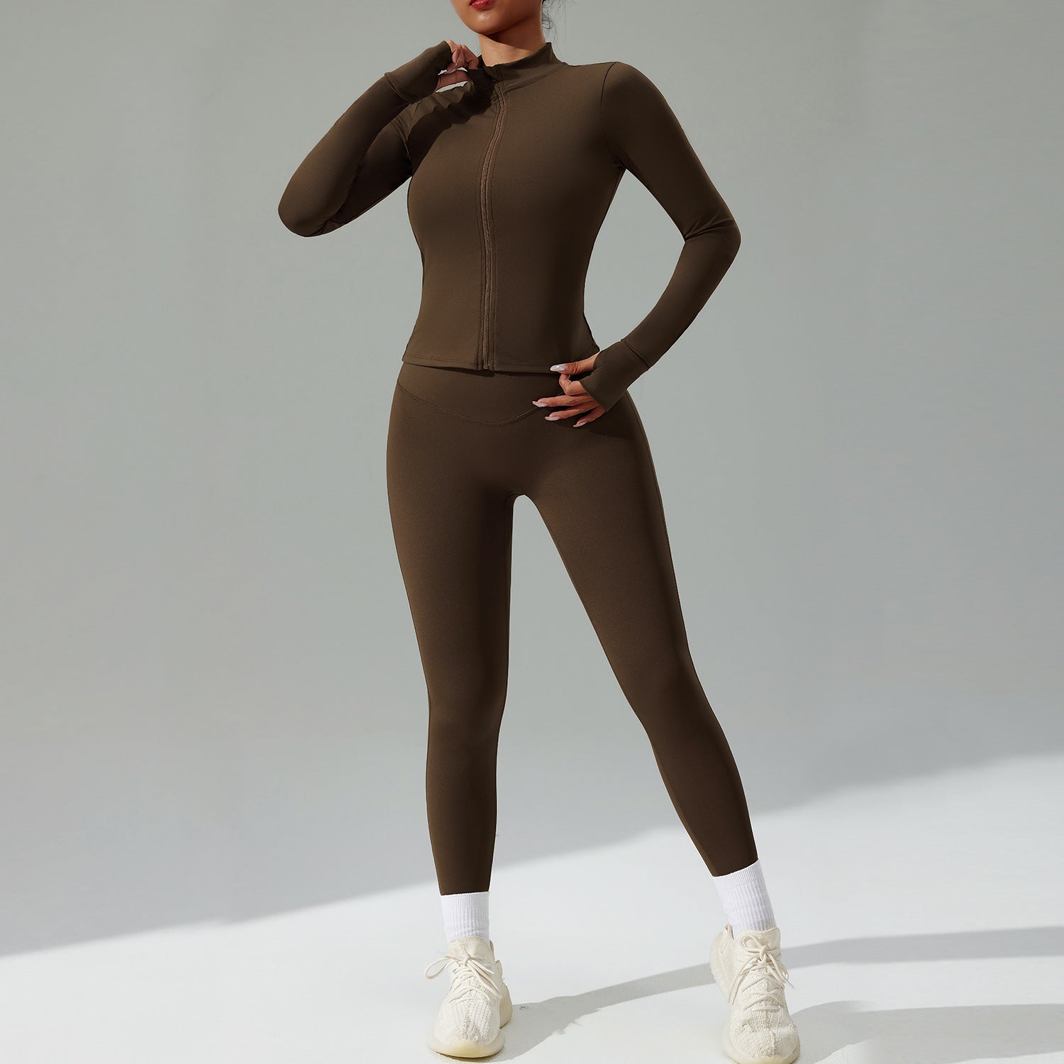 3-Piece Yoga Set – Sports Bra, Zip-Up Jacket & Pants