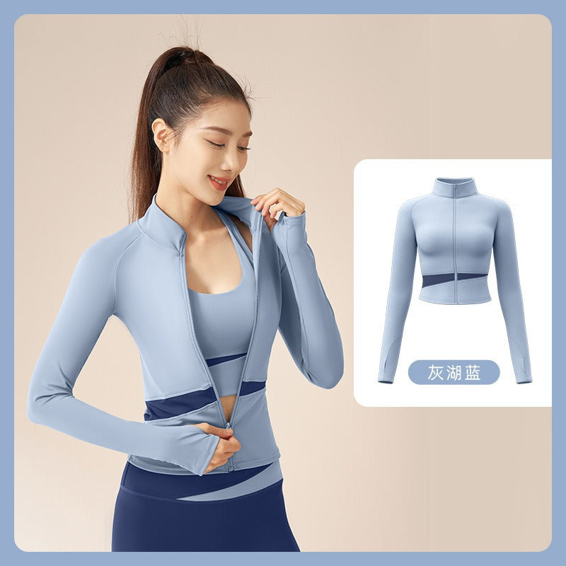 Veste Sport Zippée Manches Longues Color Block – Yoga & Running