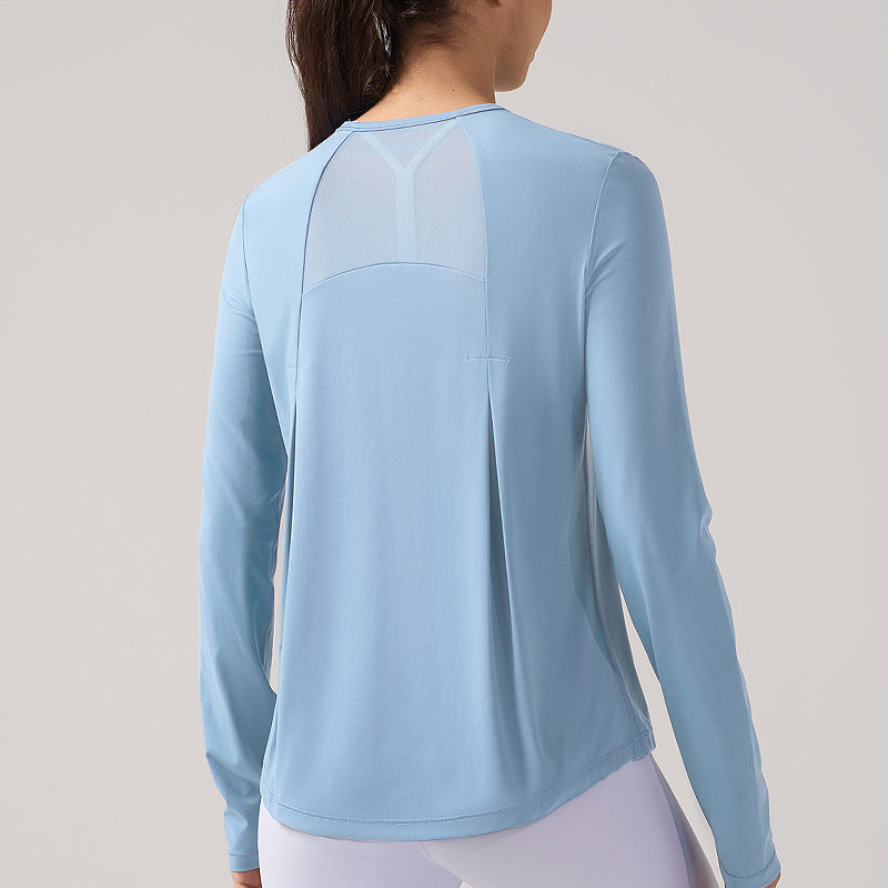 Top Sport Manches Longues Femme – Mesh Respirant, Nylon/Spandex, Yoga & Pilates