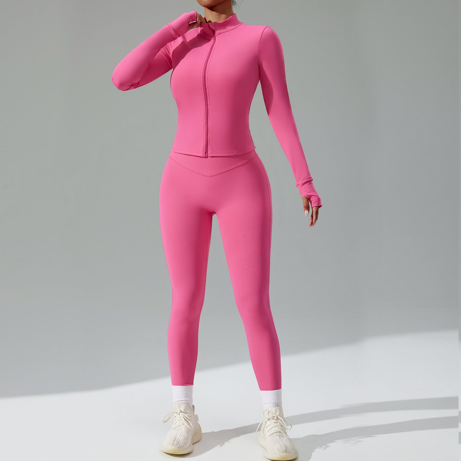 3-Piece Yoga Set – Sports Bra, Zip-Up Jacket & Pants