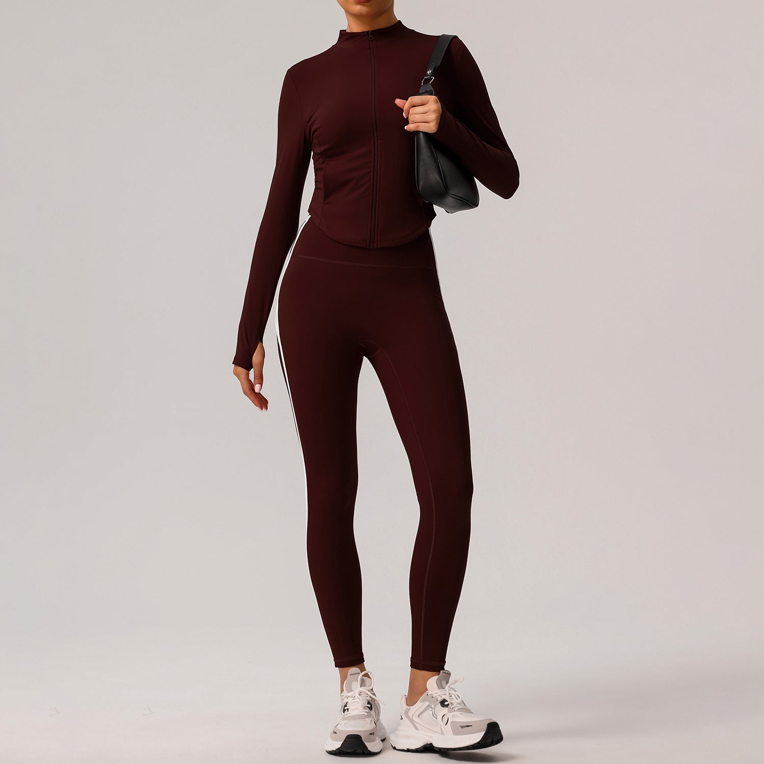 2-Piece Bicolor Slim 7/8 Legging Yoga Set – Tank Top or Long Jacket