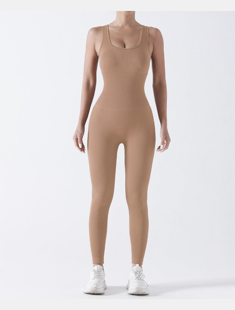 Seamless Sports Jumpsuit – Ribbed Yoga & Fitness Pants