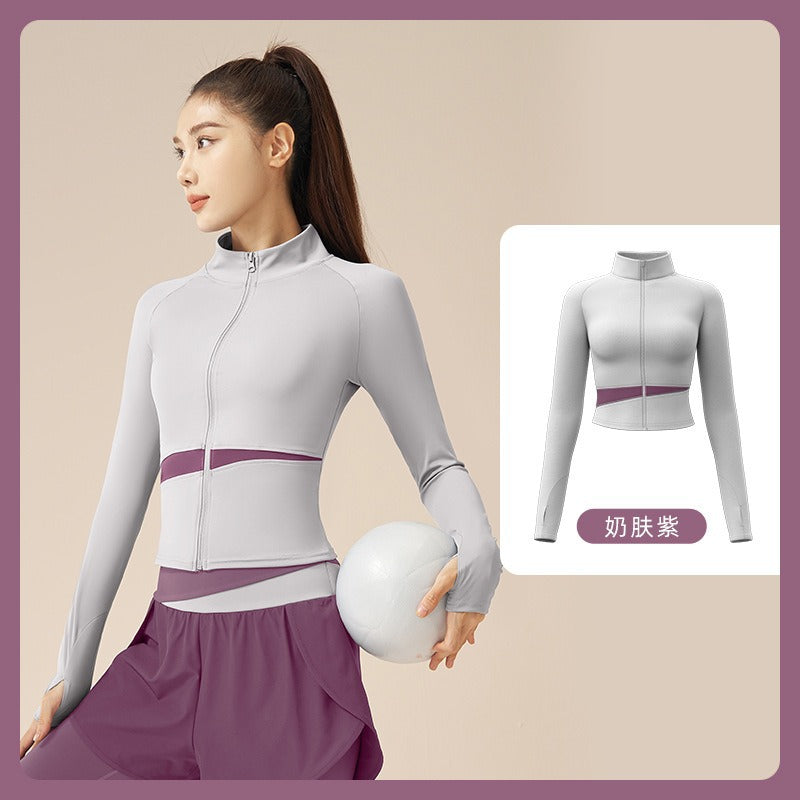 Veste Sport Zippée Manches Longues Color Block – Yoga & Running