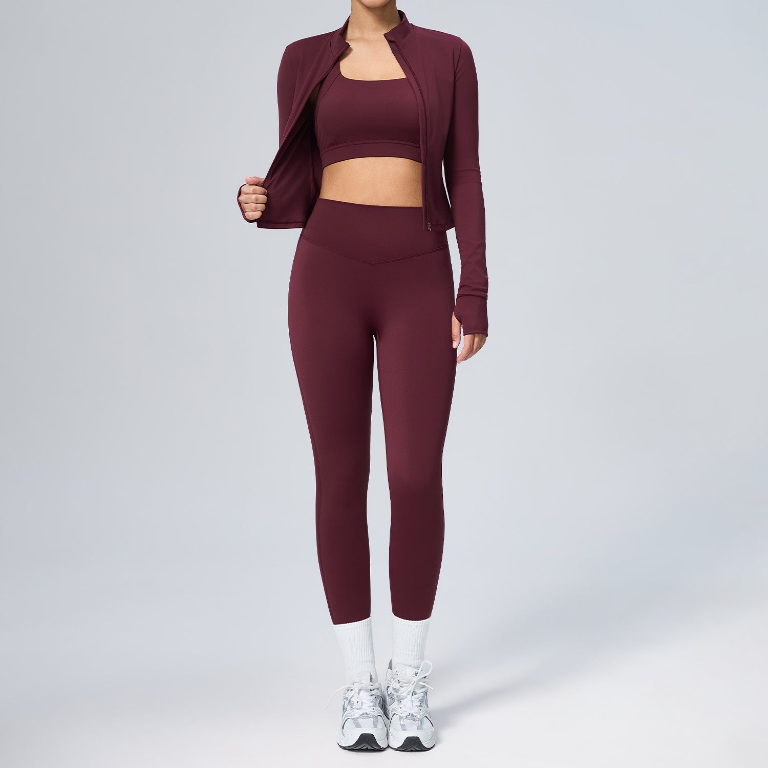 3-Piece Yoga Set – Sports Bra, Zip-Up Jacket & Pants