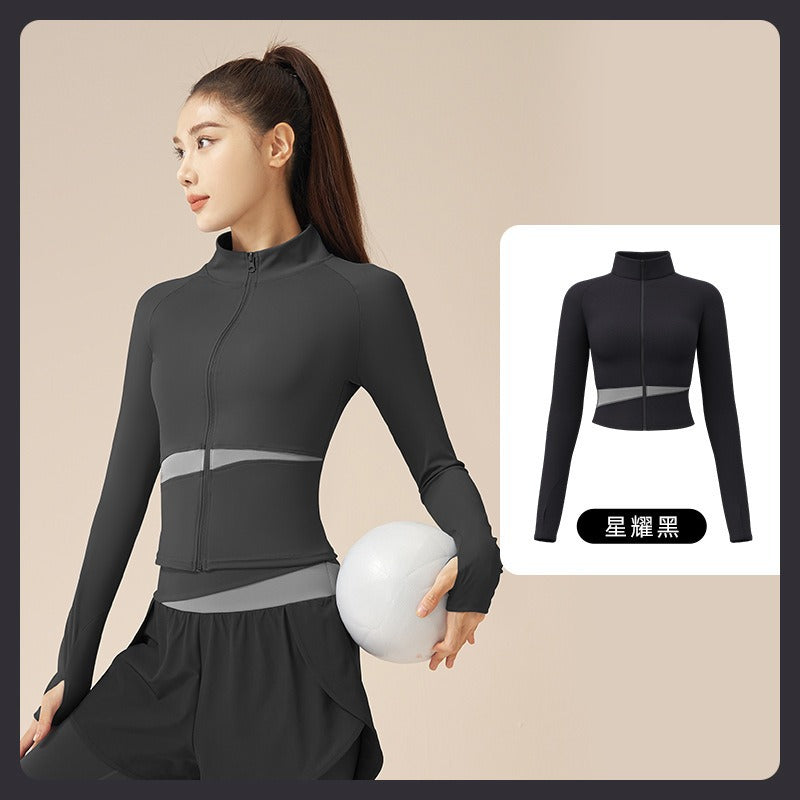 Veste Sport Zippée Manches Longues Color Block – Yoga & Running