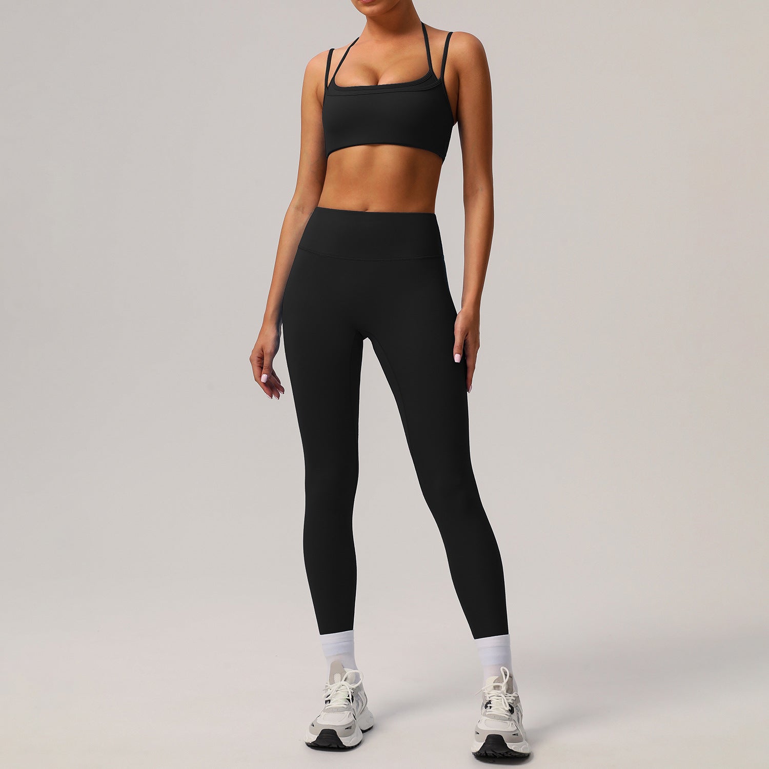3-Piece Technical Yoga Outfit with Long Sleeves – Quick Dry Moisture-Wicking