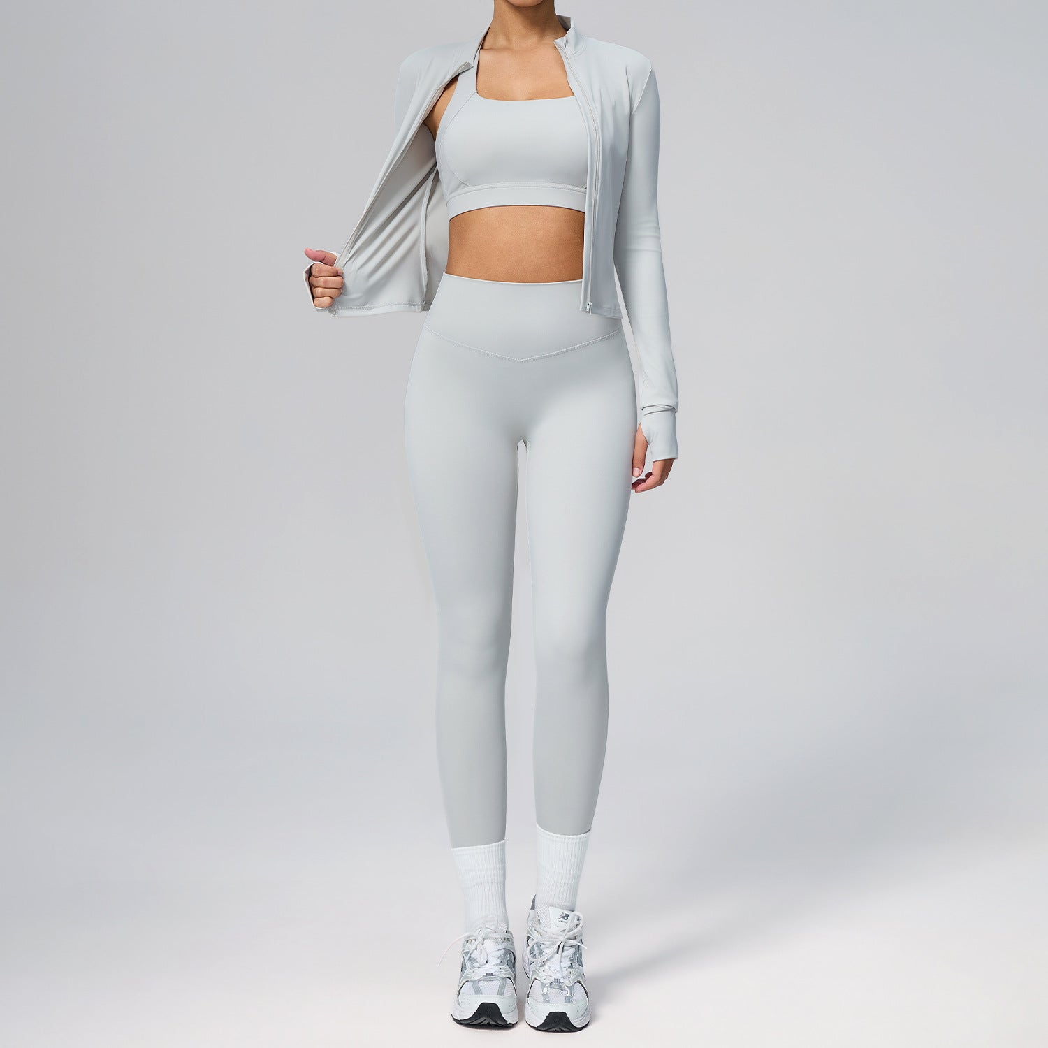 3-Piece Yoga Set – Sports Bra, Zip-Up Jacket & Pants