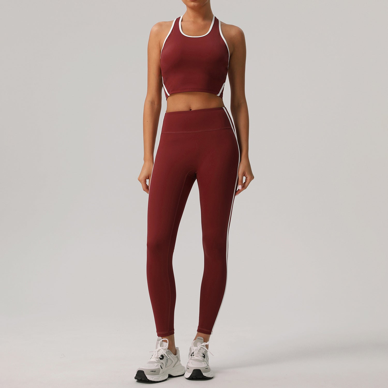 2-Piece Bicolor Slim 7/8 Legging Yoga Set – Tank Top or Long Jacket