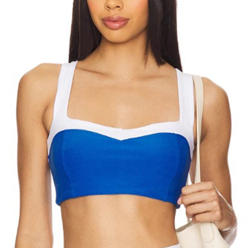 Two-Tone Yoga Set – Tank Top & Capri Leggings, Removable Pads