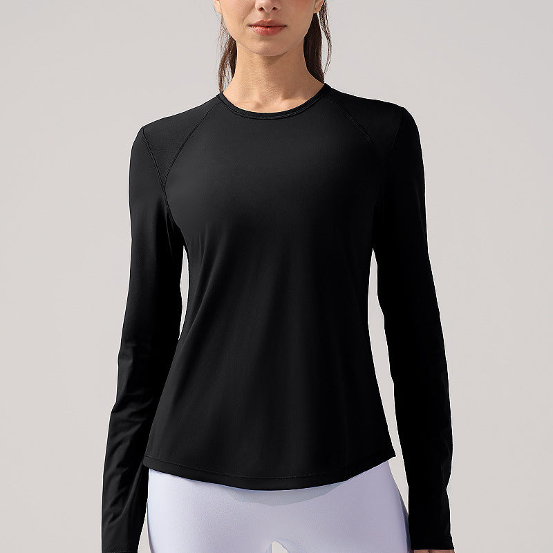 Top Sport Manches Longues Femme – Mesh Respirant, Nylon/Spandex, Yoga & Pilates