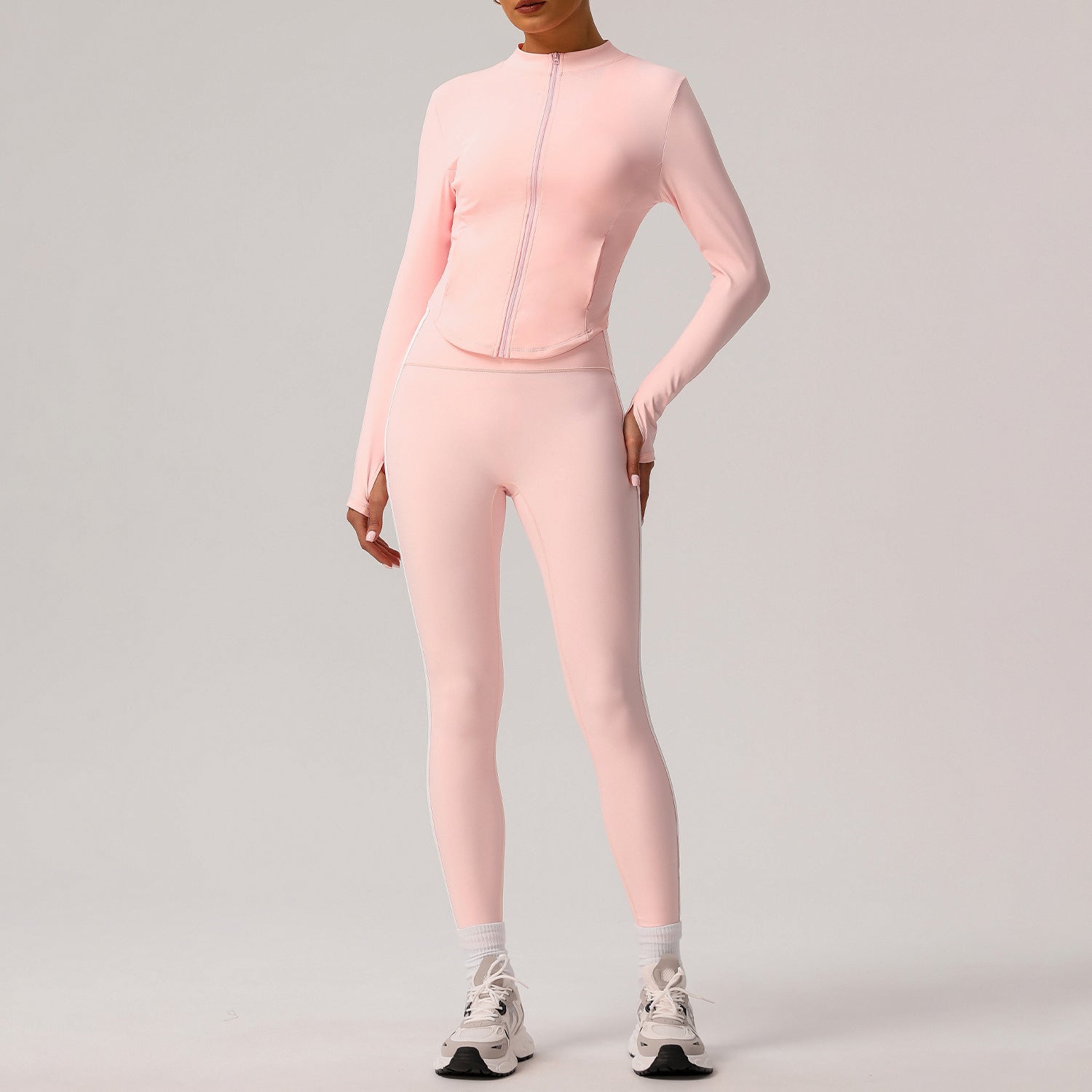 2-Piece Bicolor Slim 7/8 Legging Yoga Set – Tank Top or Long Jacket