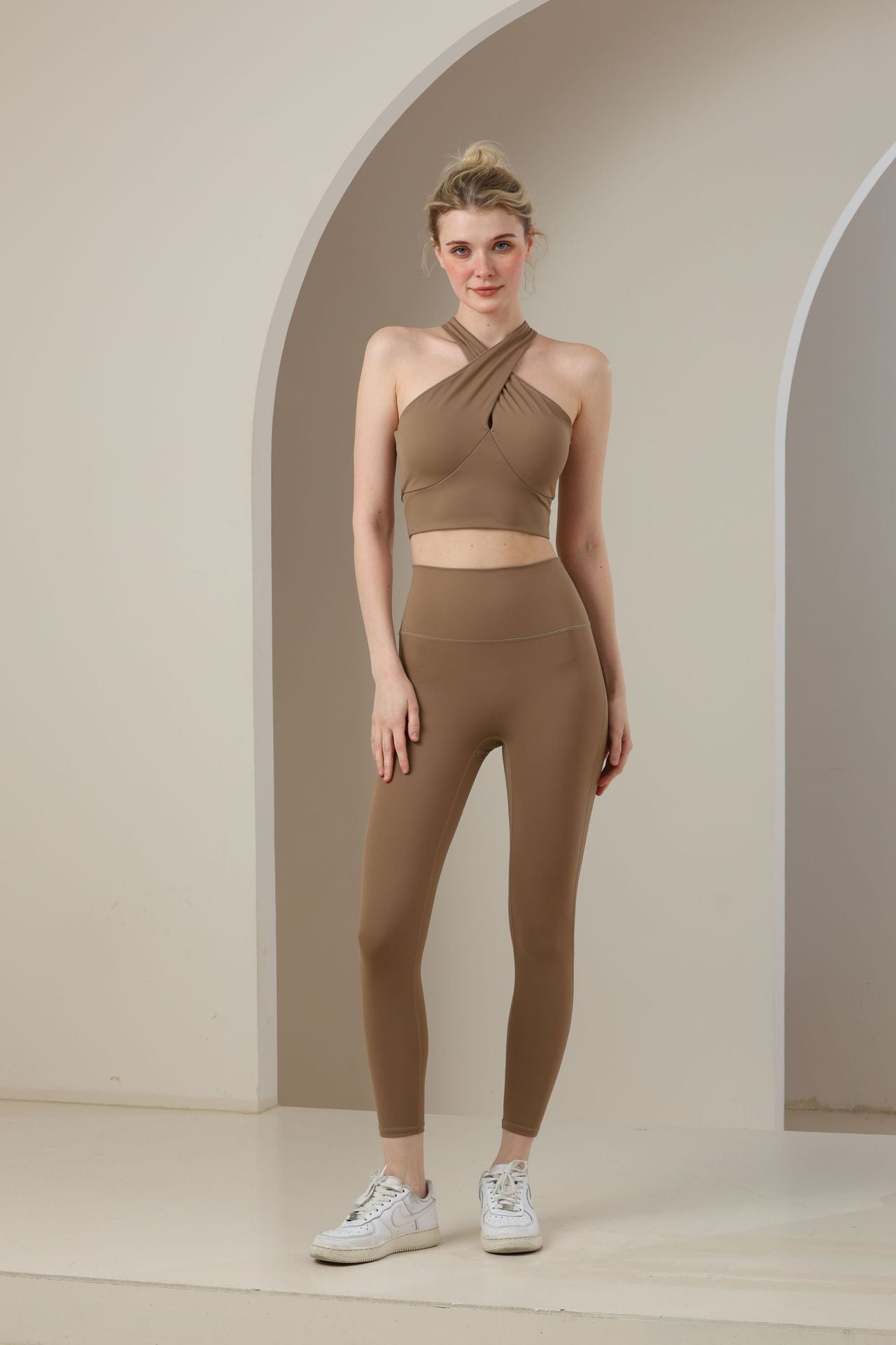 Legging Yoga Femme Taille Haute 7/8 – Gainant & Respirant, Nylon/Spandex