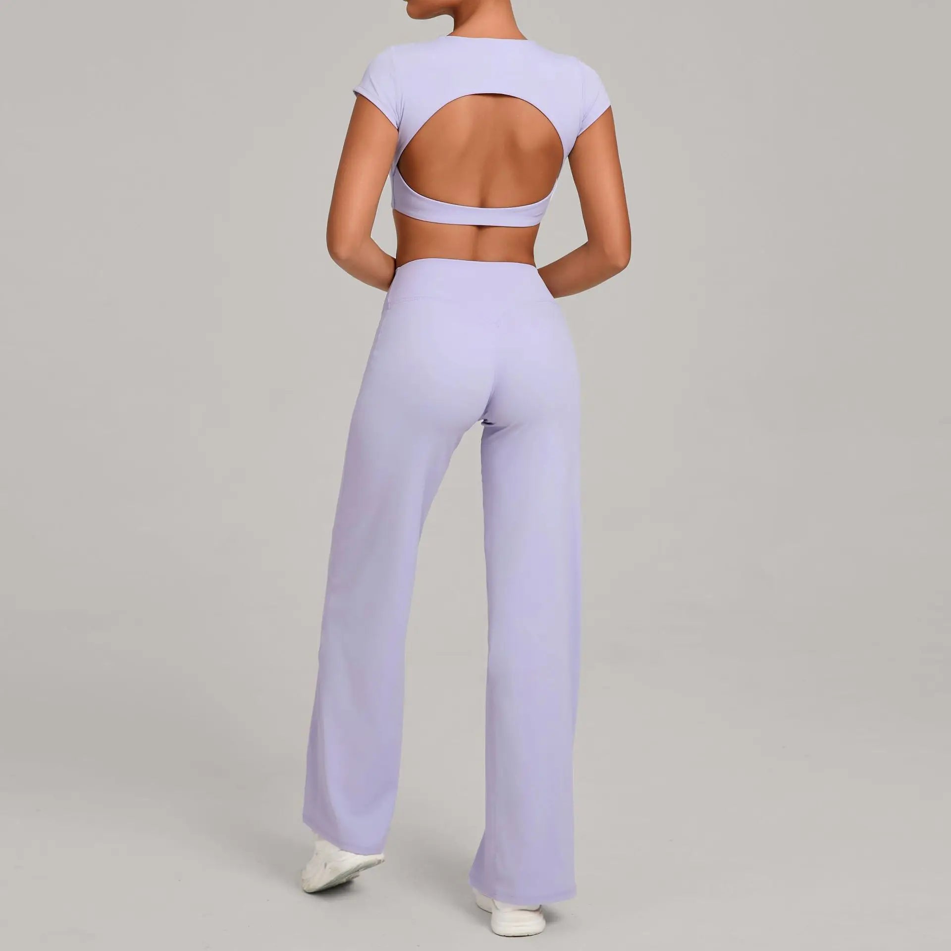 Women's 2-Piece Yoga Set — Short-Sleeve Top & High-Waist Push-Up Leggings