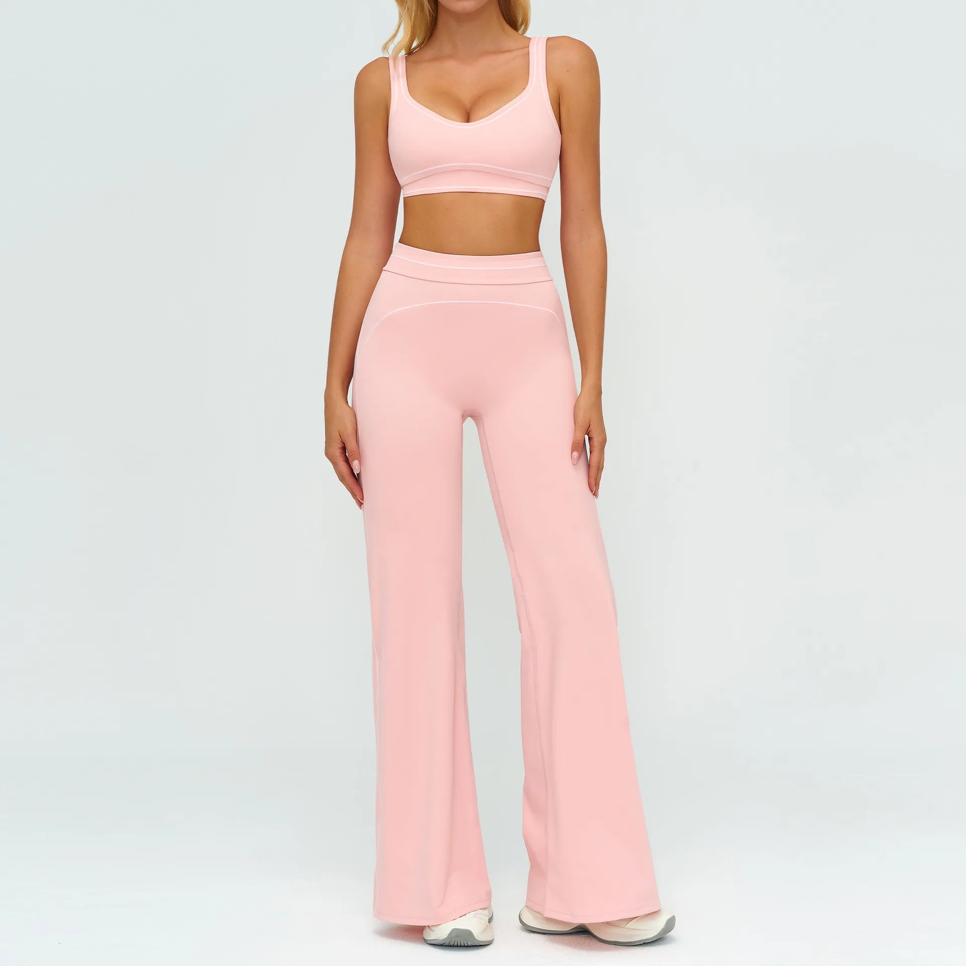 Women's 2-Piece Yoga Set — Bicolor High-Waisted Leggings & Crop Top Bra