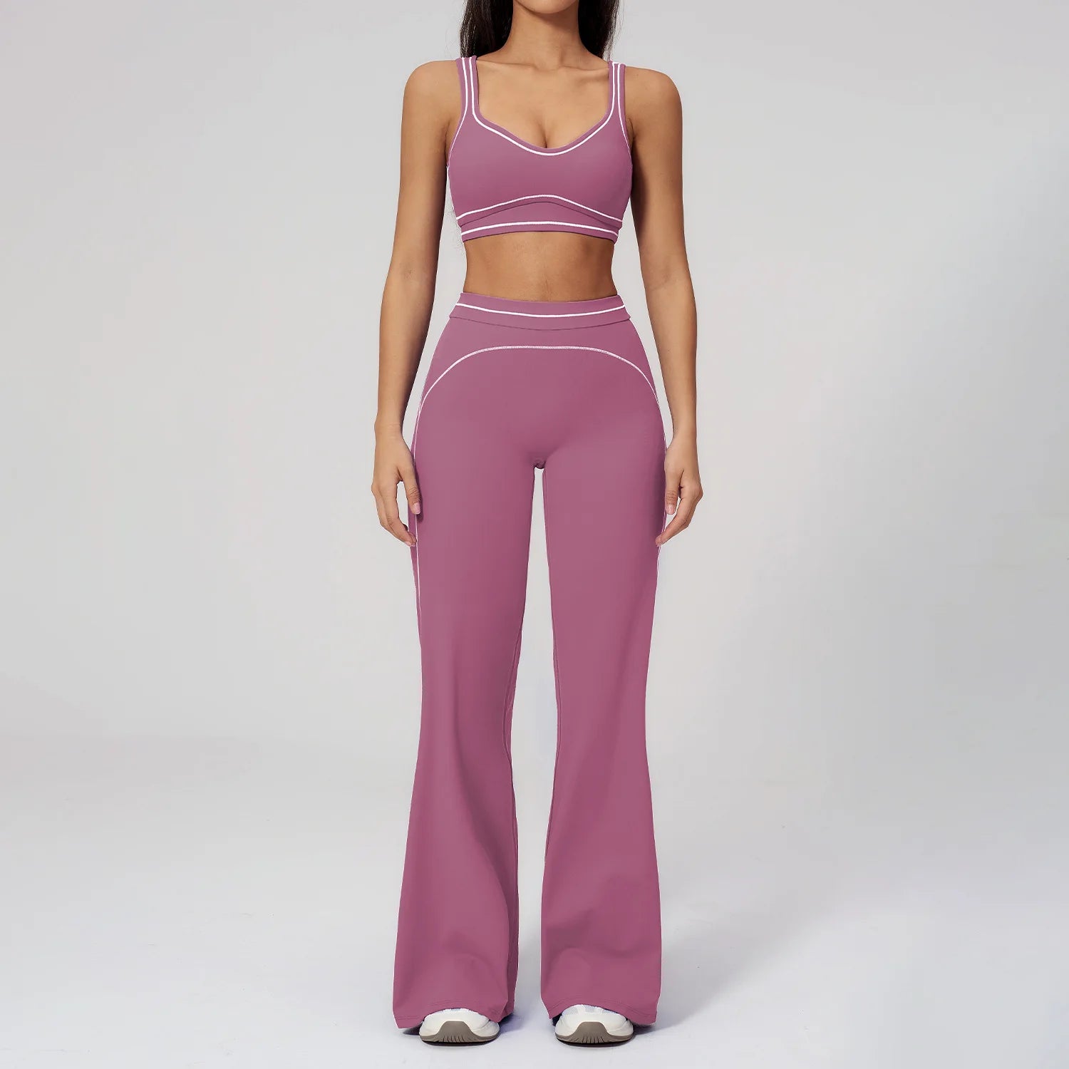 Women's 2-Piece Yoga Set — Bicolor High-Waisted Leggings & Crop Top Bra