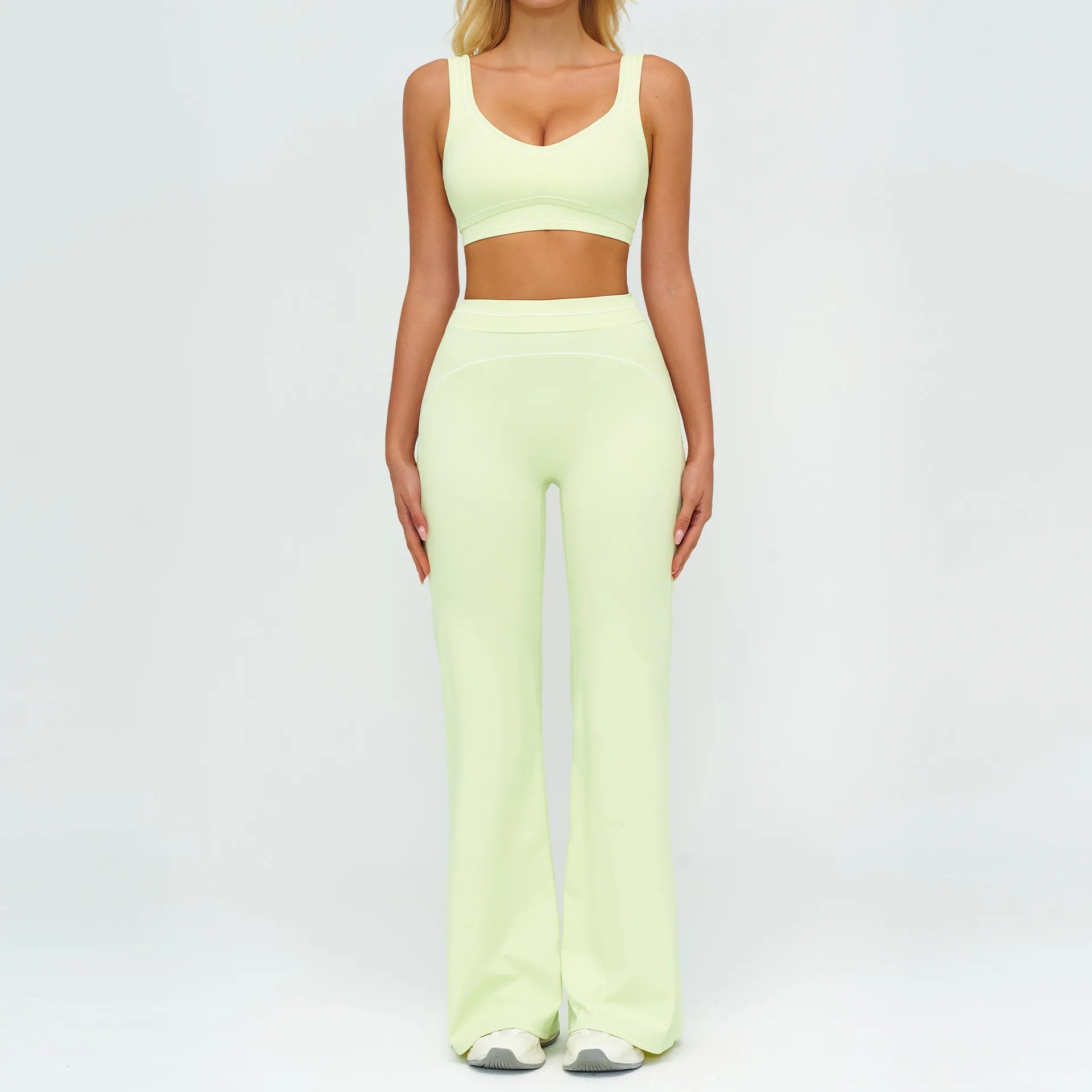 Women's 2-Piece Yoga Set — Bicolor High-Waisted Leggings & Crop Top Bra