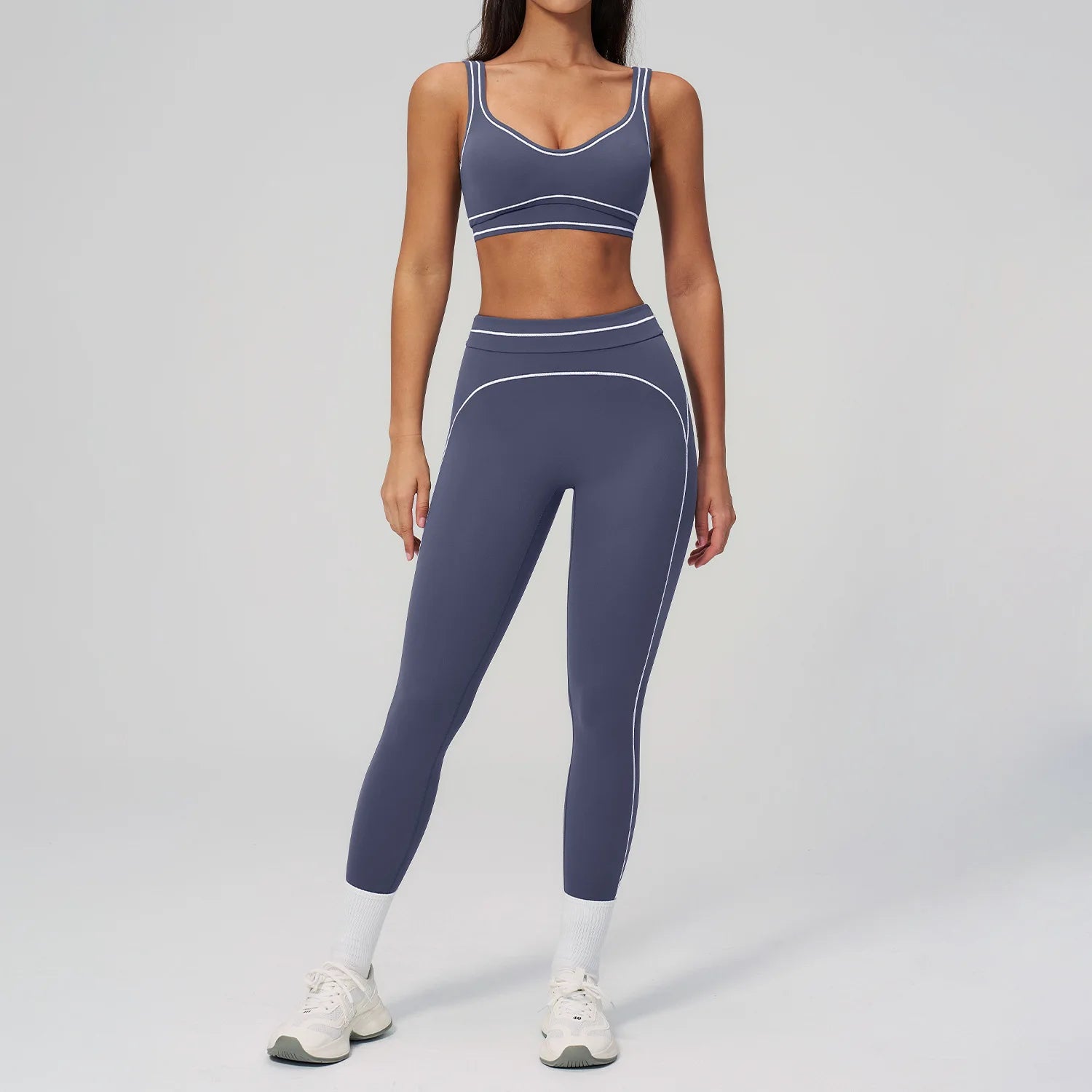 Women's 2-Piece Yoga Set — Bicolor High-Waisted Leggings & Crop Top Bra