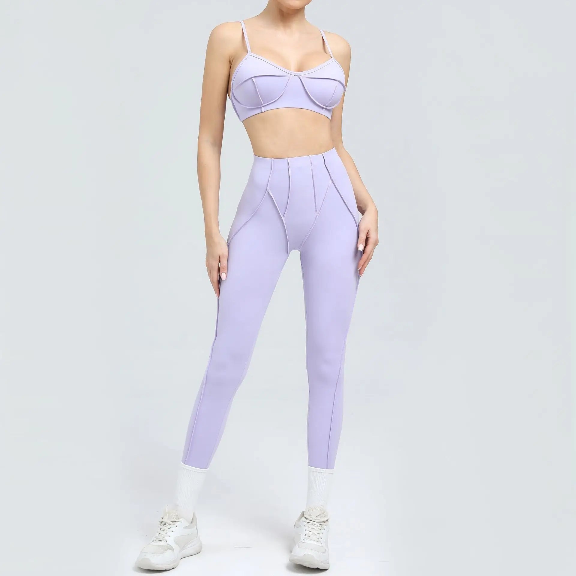 2-Piece Seamless Yoga Set – Shaping Leggings & Open Back Sports Bra