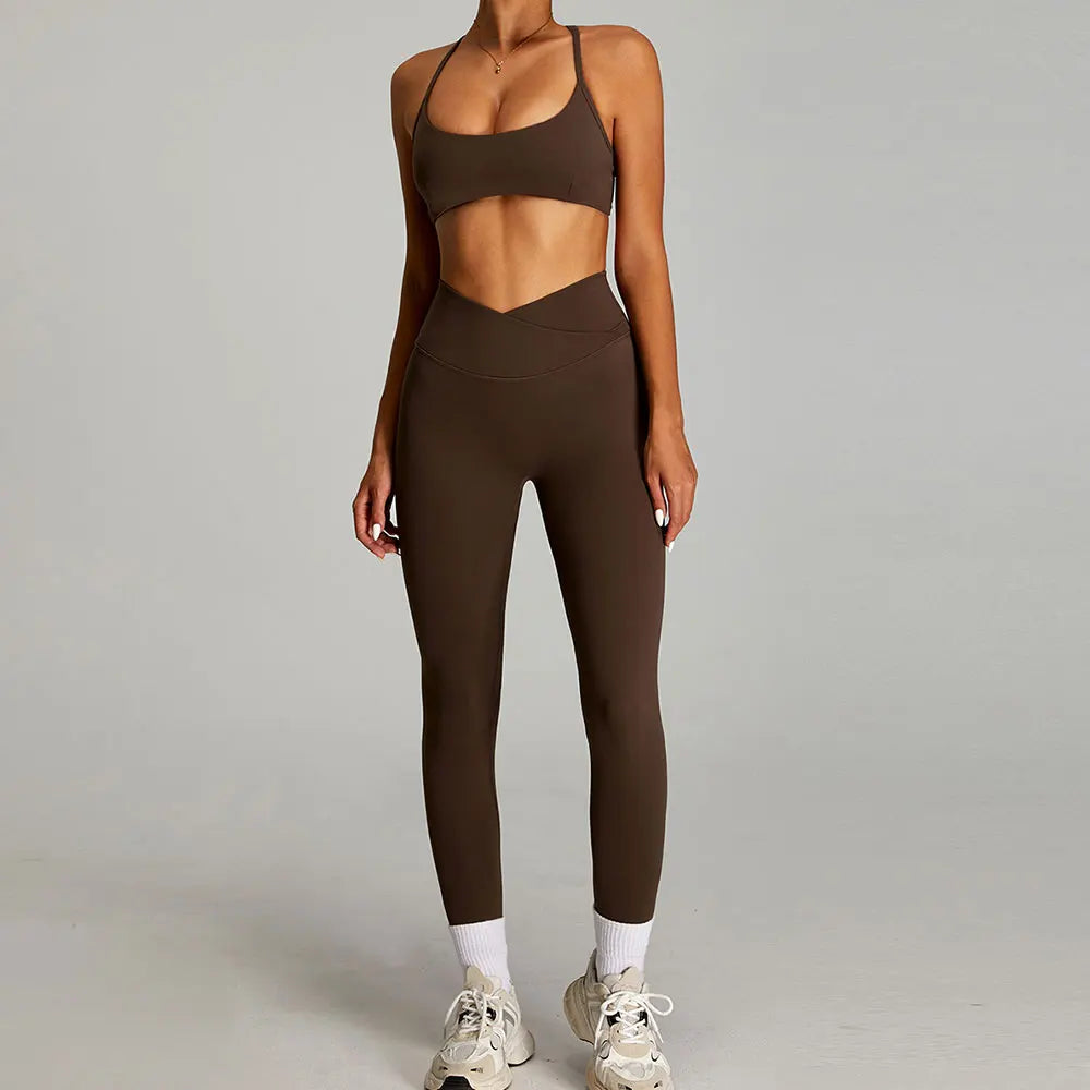 2-Piece Short Sleeve Yoga Set – Quick-Dry Top & Leggings