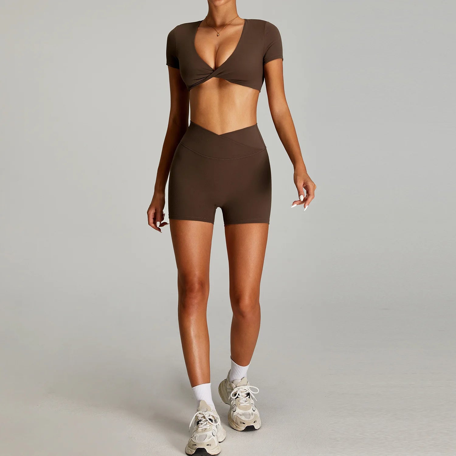 2-Piece Short Sleeve Yoga Set – Quick-Dry Top & Leggings