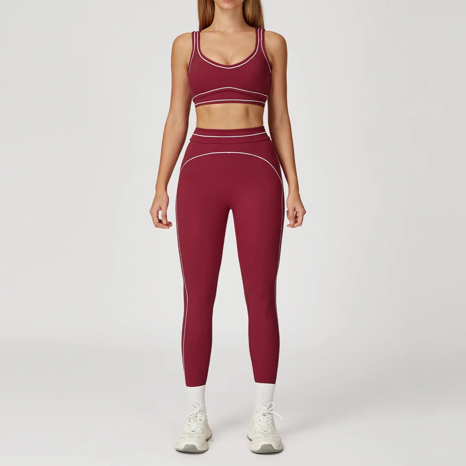 Women's 2-Piece Yoga Set — Bicolor High-Waisted Leggings & Crop Top Bra