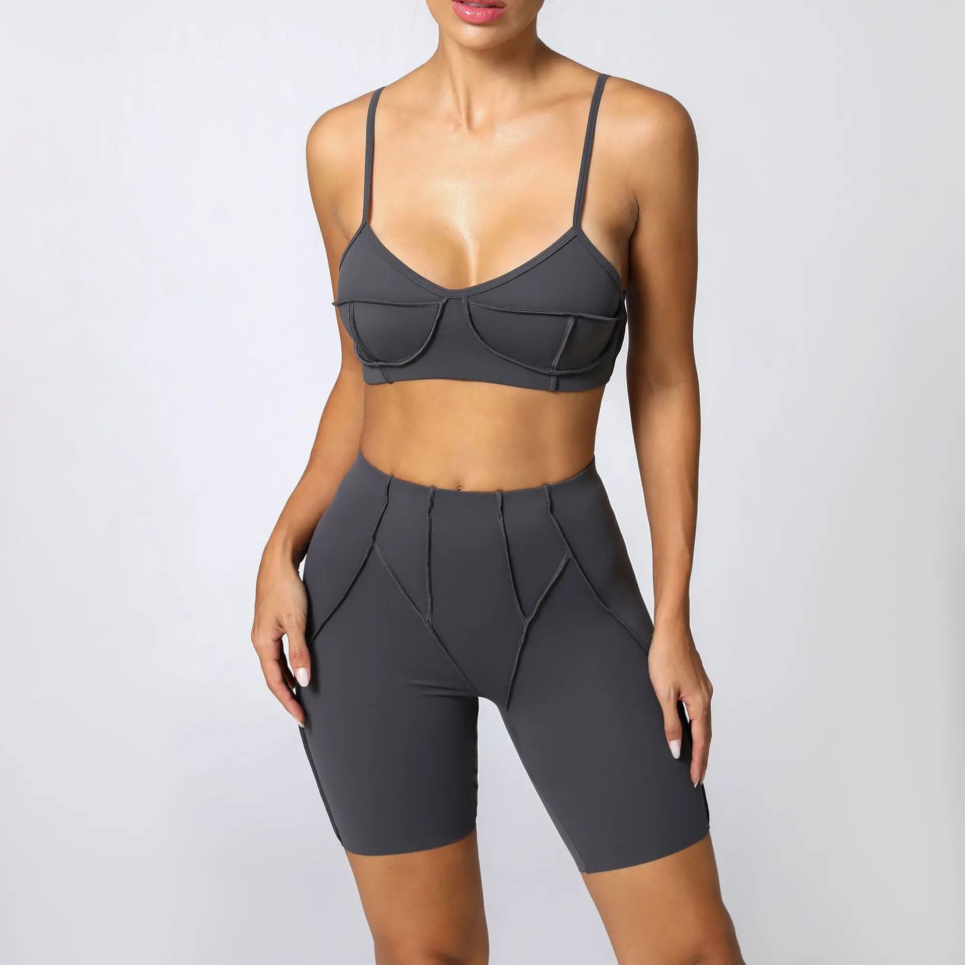 2-Piece Seamless Yoga Set – Shaping Leggings & Open Back Sports Bra