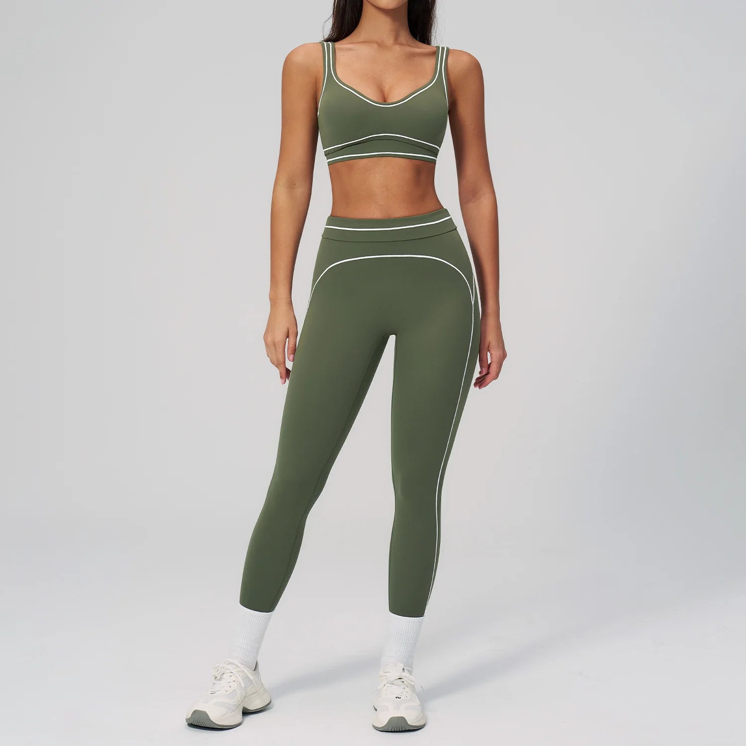 Women's 2-Piece Yoga Set — Bicolor High-Waisted Leggings & Crop Top Bra