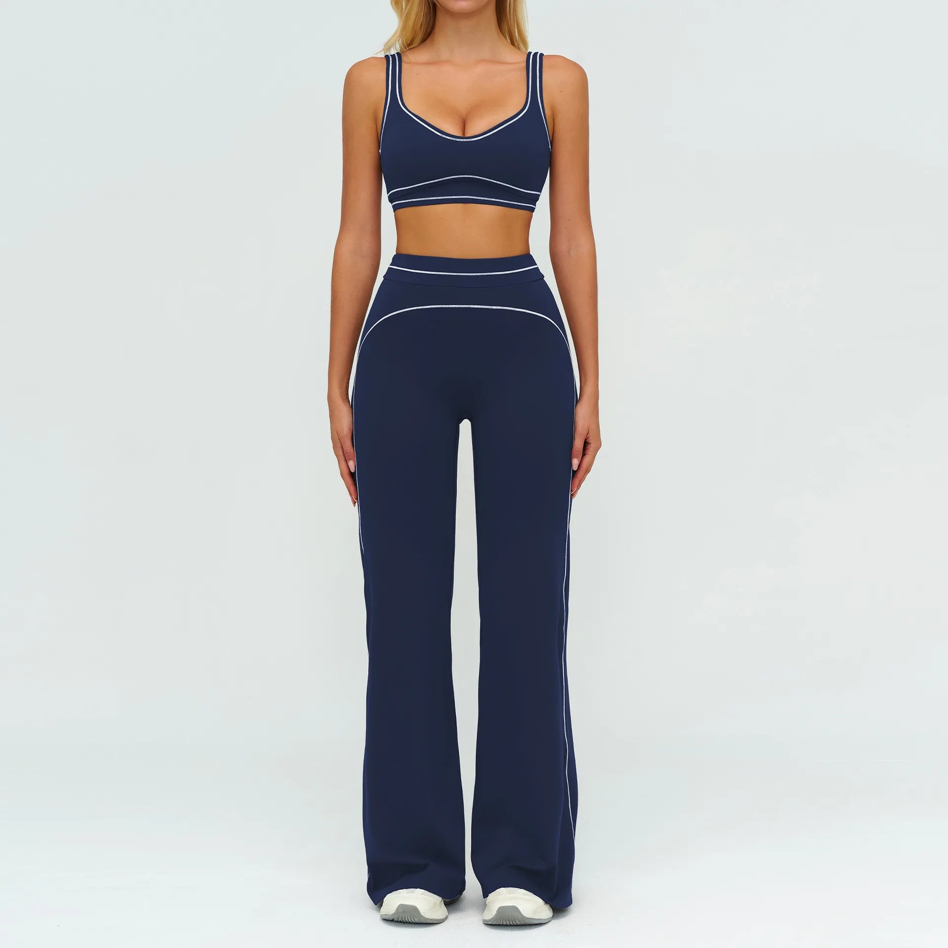 Women's 2-Piece Yoga Set — Bicolor High-Waisted Leggings & Crop Top Bra