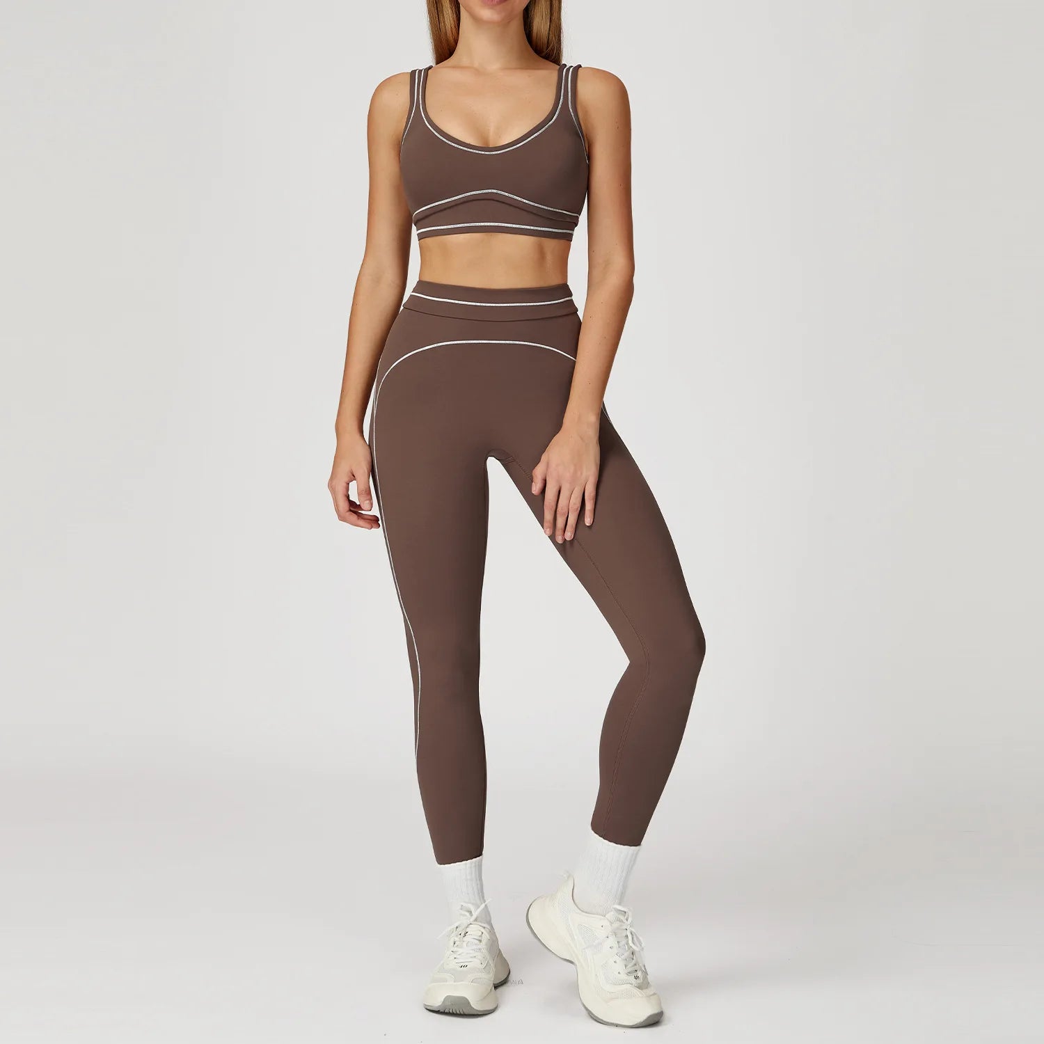 Women's 2-Piece Yoga Set — Bicolor High-Waisted Leggings & Crop Top Bra