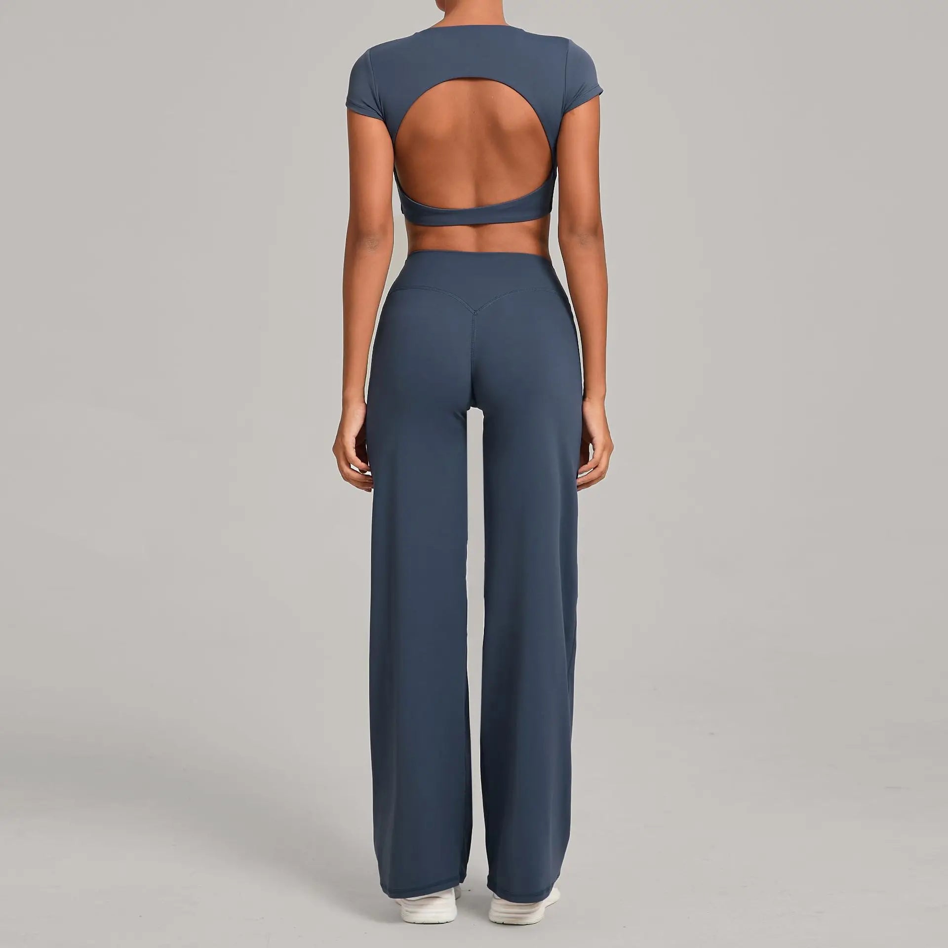 Women's 2-Piece Yoga Set — Short-Sleeve Top & High-Waist Push-Up Leggings