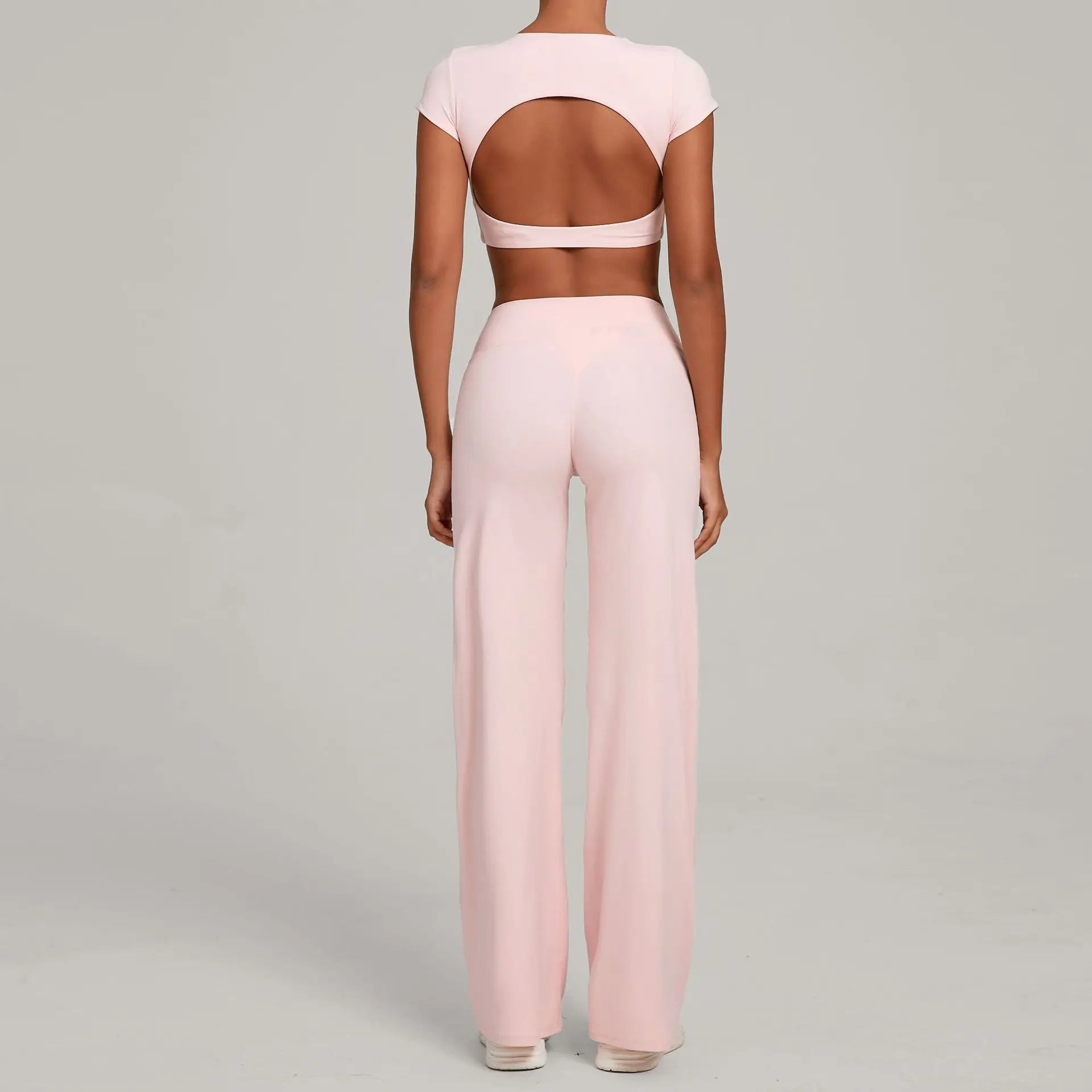 Women's 2-Piece Yoga Set — Short-Sleeve Top & High-Waist Push-Up Leggings