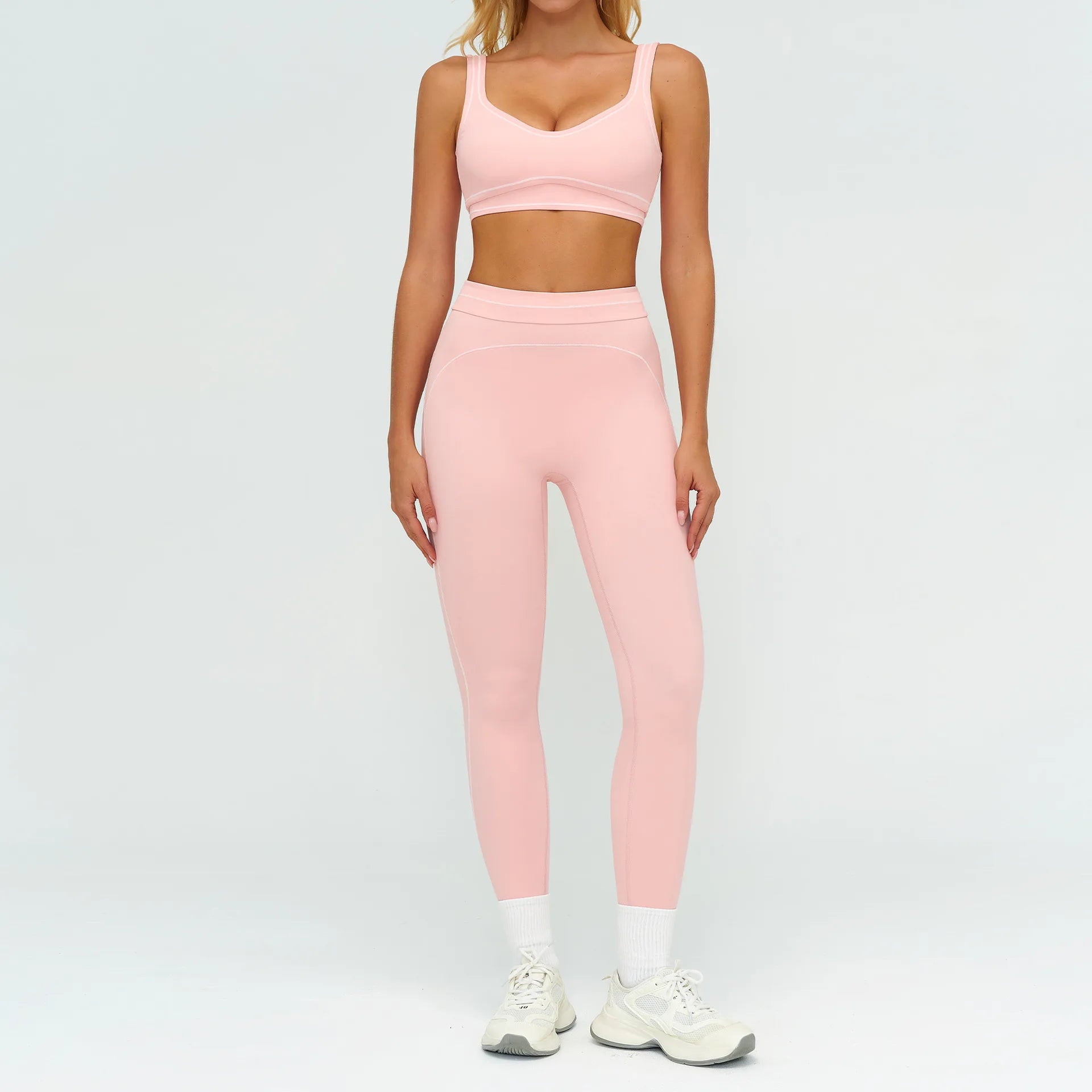 Women's 2-Piece Yoga Set — Bicolor High-Waisted Leggings & Crop Top Bra