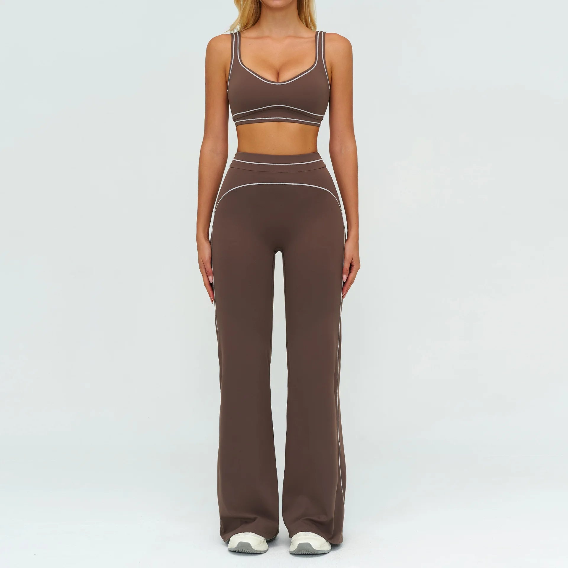 Women's 2-Piece Yoga Set — Bicolor High-Waisted Leggings & Crop Top Bra
