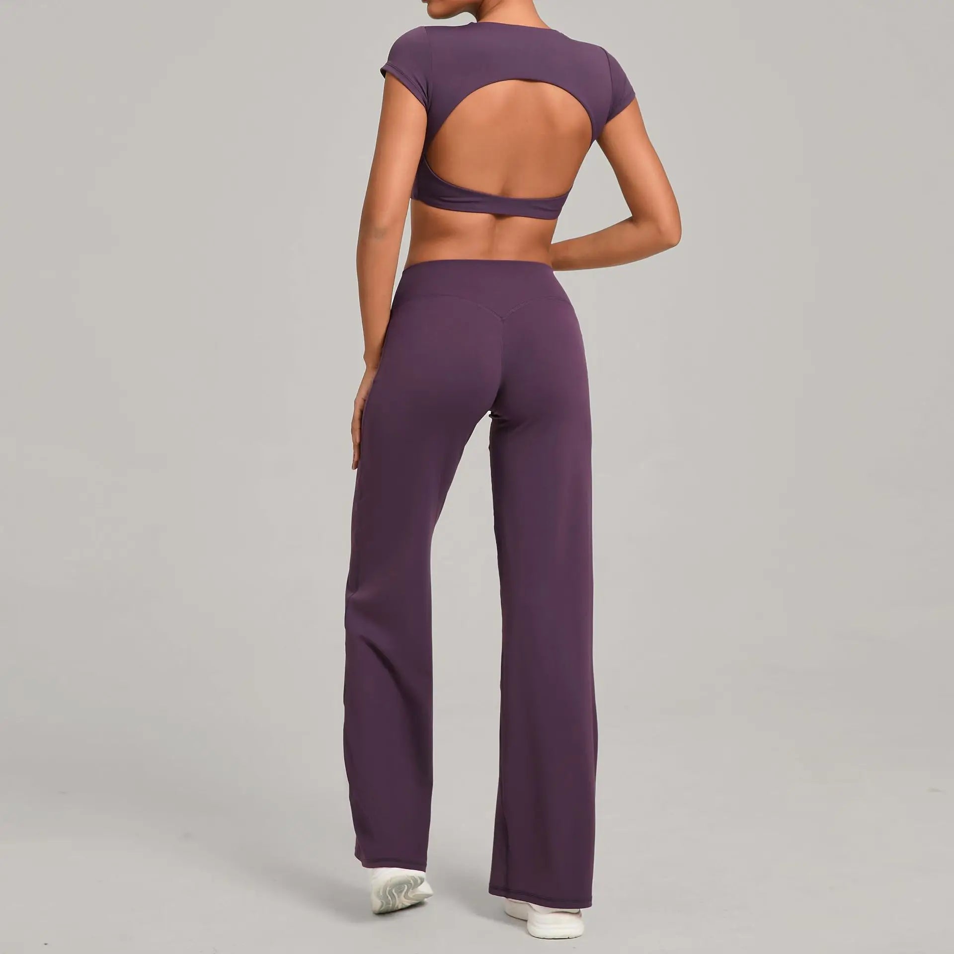 Women's 2-Piece Yoga Set — Short-Sleeve Top & High-Waist Push-Up Leggings