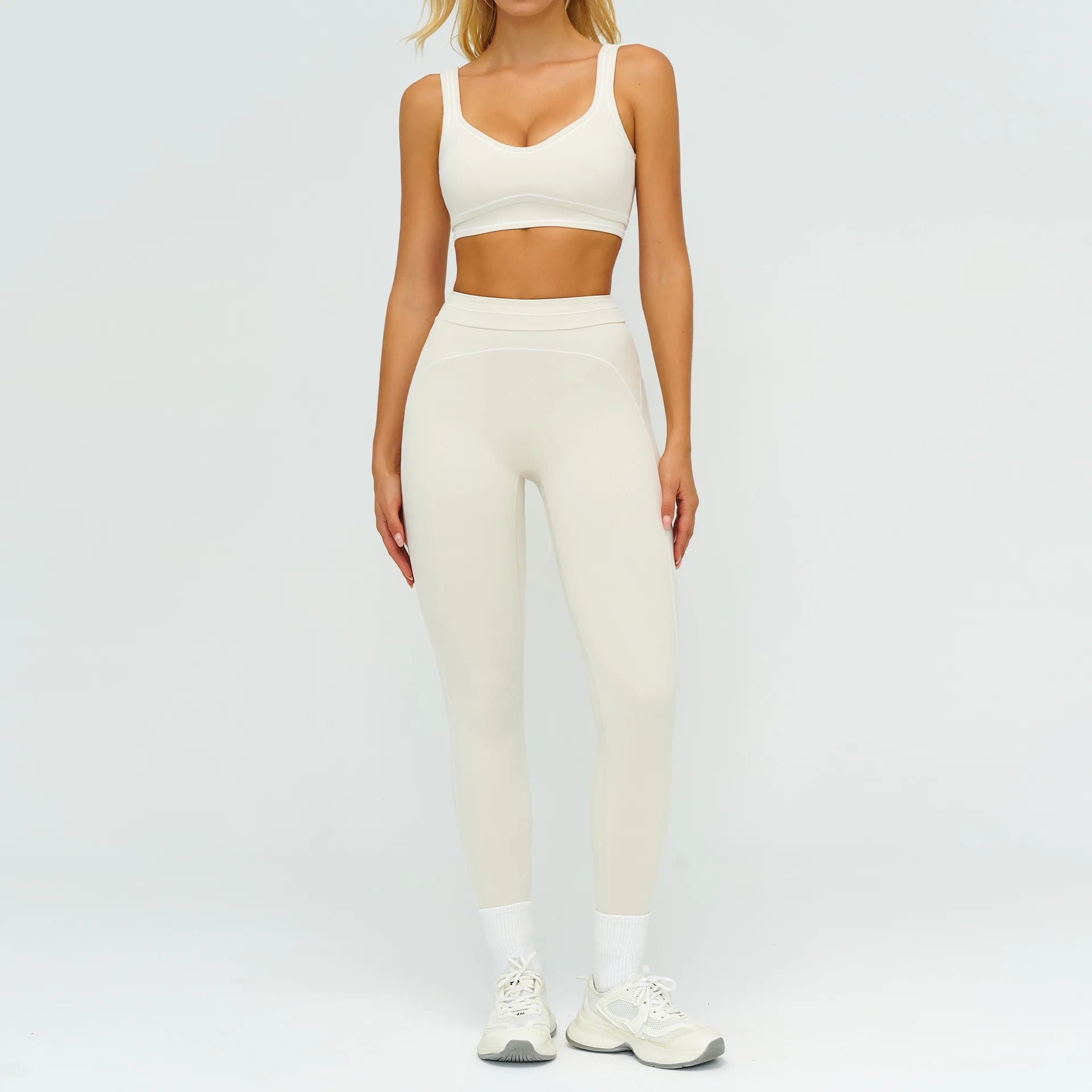 Women's 2-Piece Yoga Set — Bicolor High-Waisted Leggings & Crop Top Bra