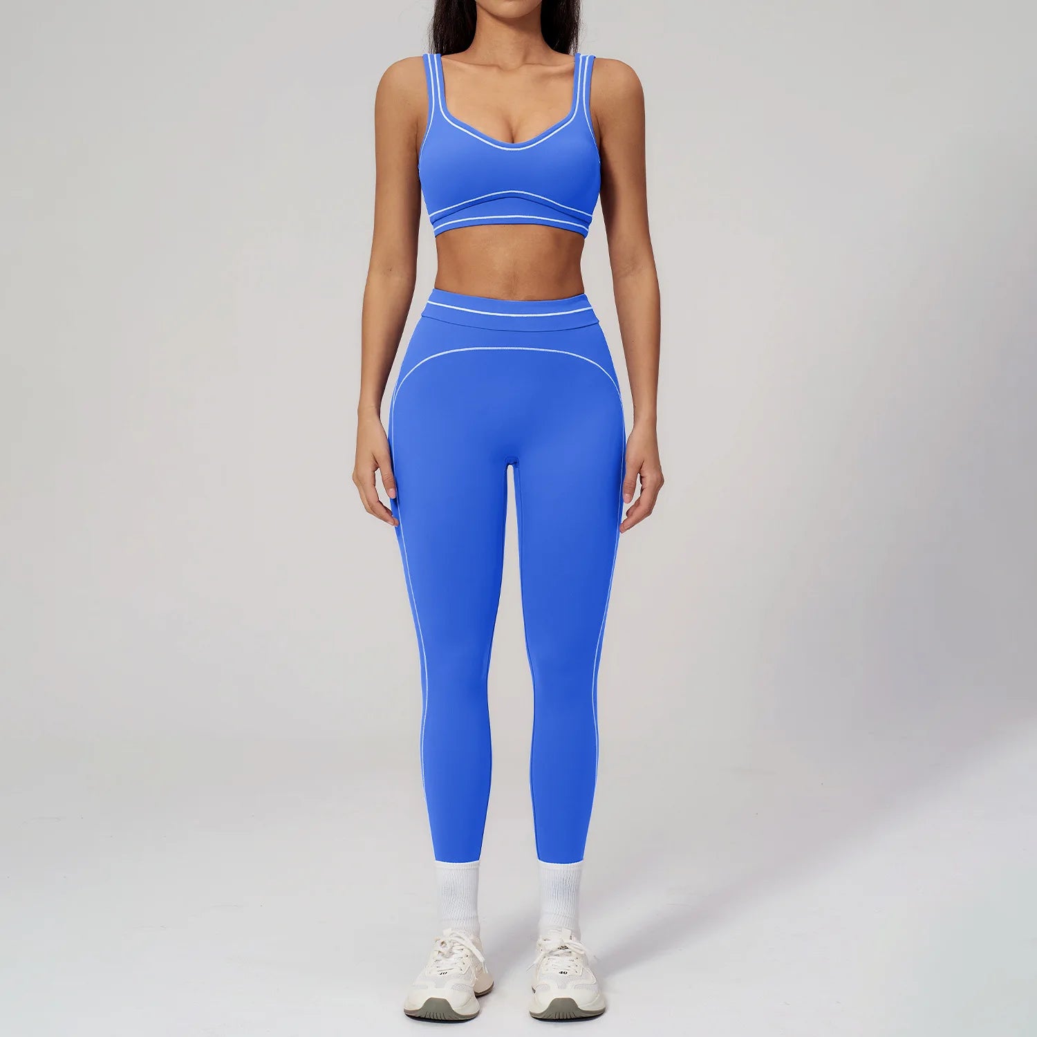 Women's 2-Piece Yoga Set — Bicolor High-Waisted Leggings & Crop Top Bra