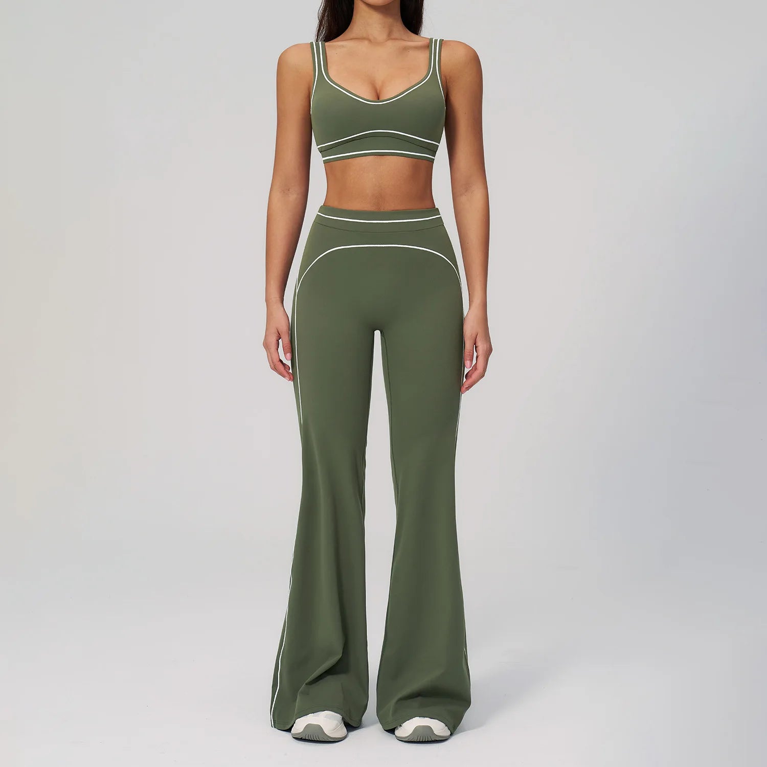 Women's 2-Piece Yoga Set — Bicolor High-Waisted Leggings & Crop Top Bra