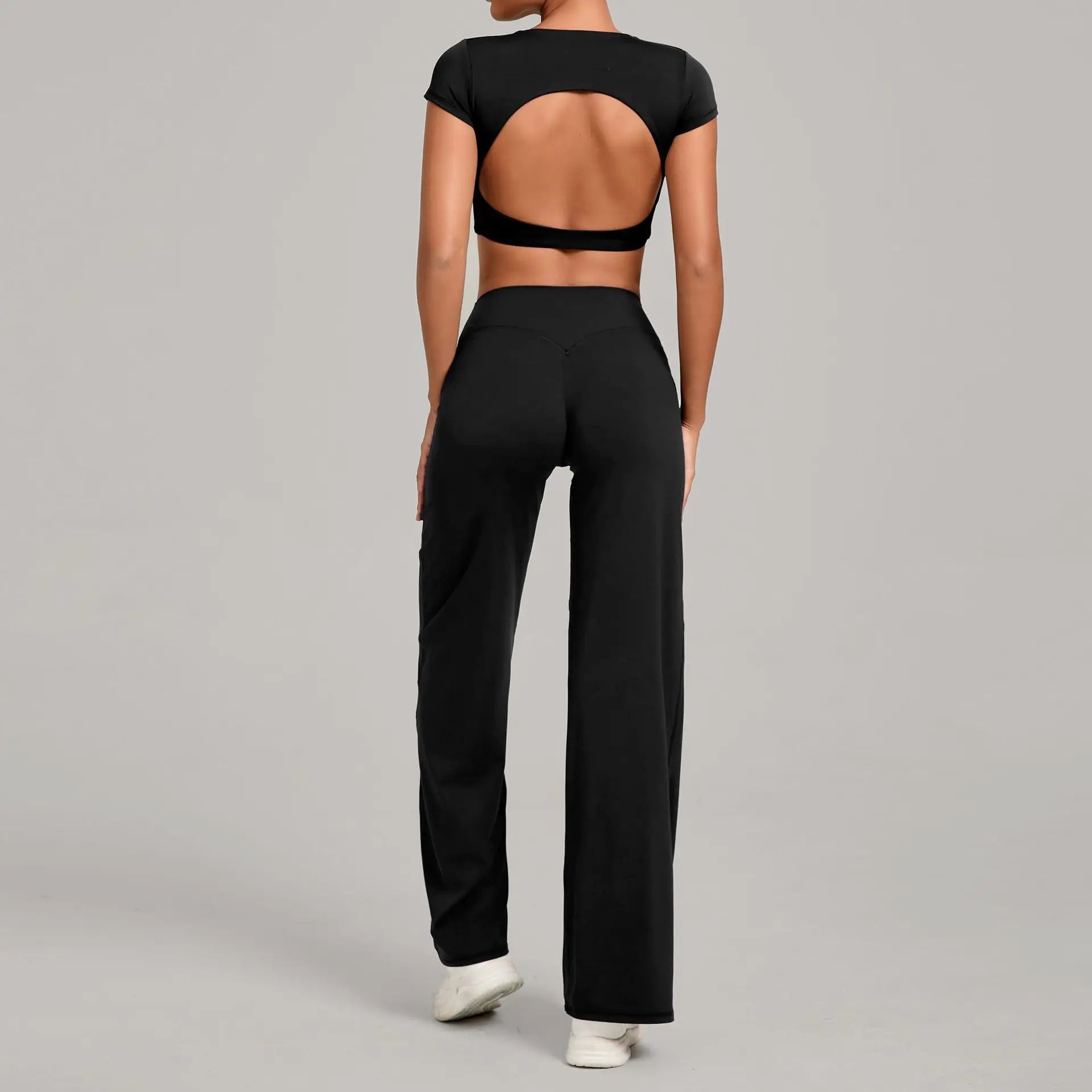 Women's 2-Piece Yoga Set — Short-Sleeve Top & High-Waist Push-Up Leggings