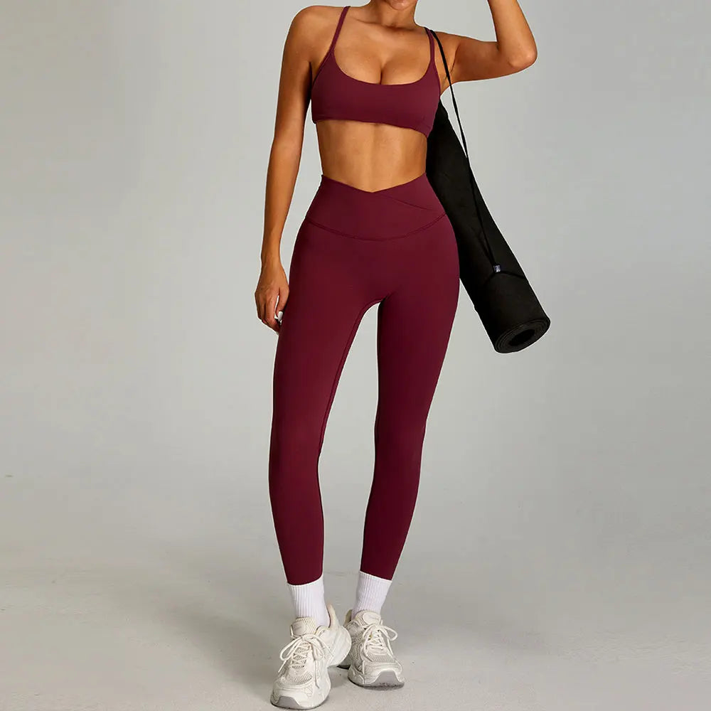 2-Piece Short Sleeve Yoga Set – Quick-Dry Top & Leggings