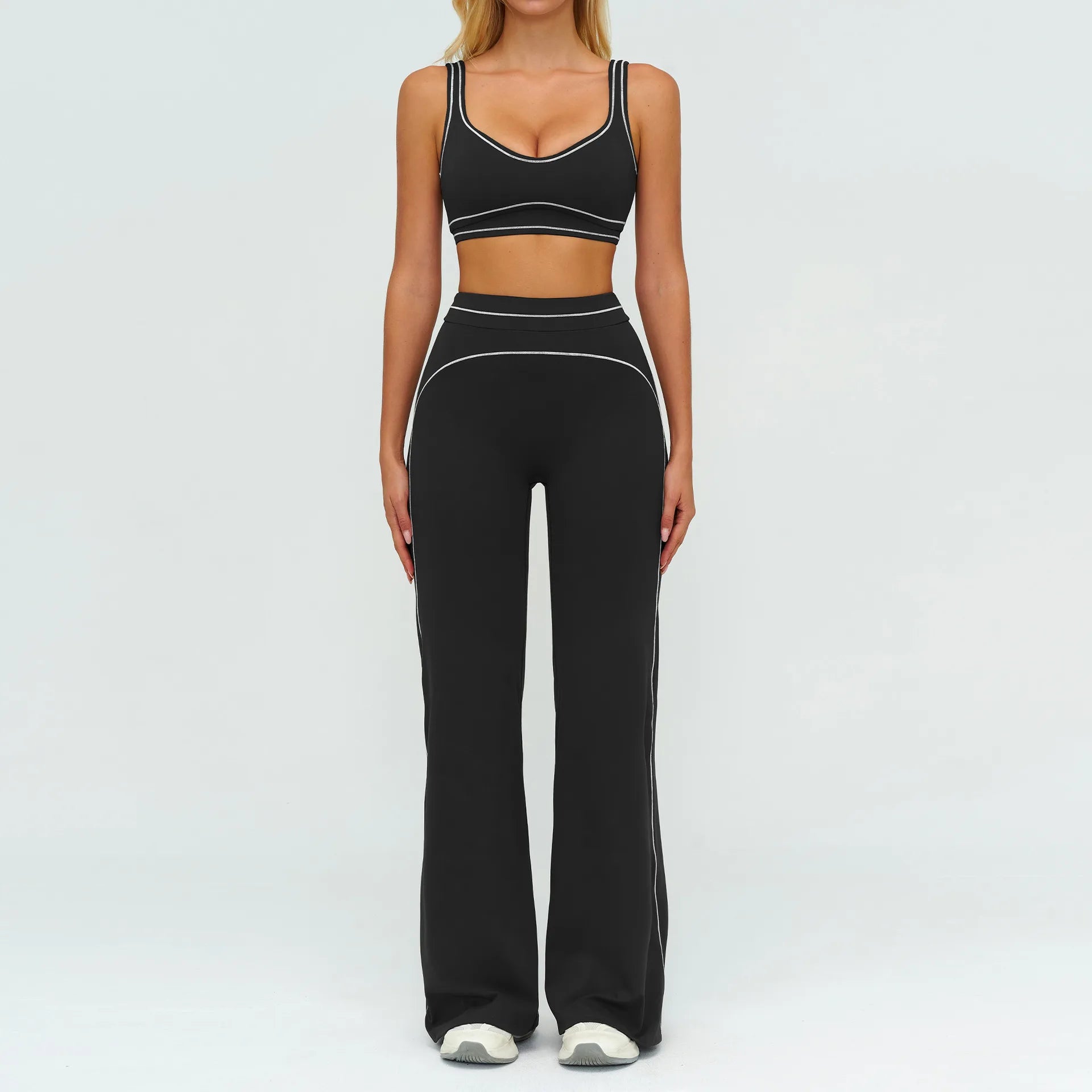 Women's 2-Piece Yoga Set — Bicolor High-Waisted Leggings & Crop Top Bra
