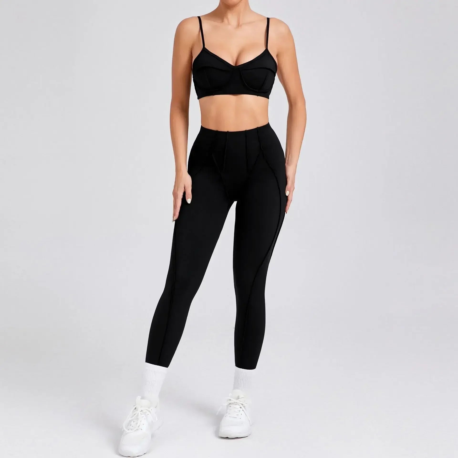 2-Piece Seamless Yoga Set – Shaping Leggings & Open Back Sports Bra