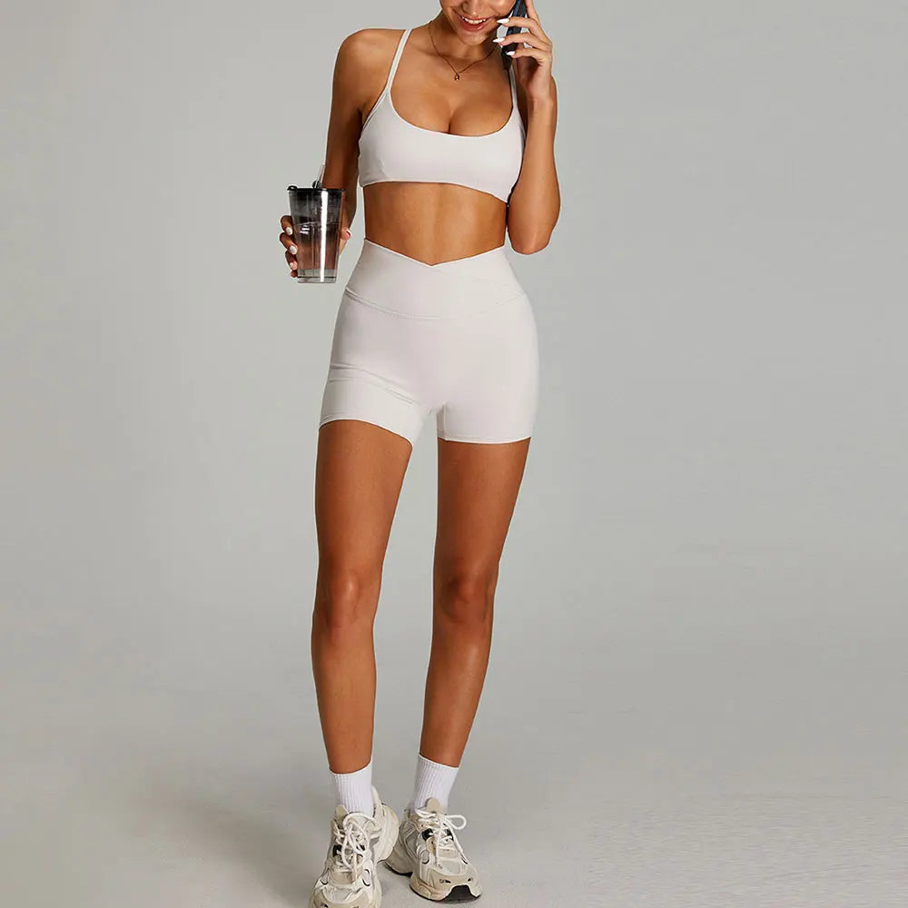 2-Piece Short Sleeve Yoga Set – Quick-Dry Top & Leggings