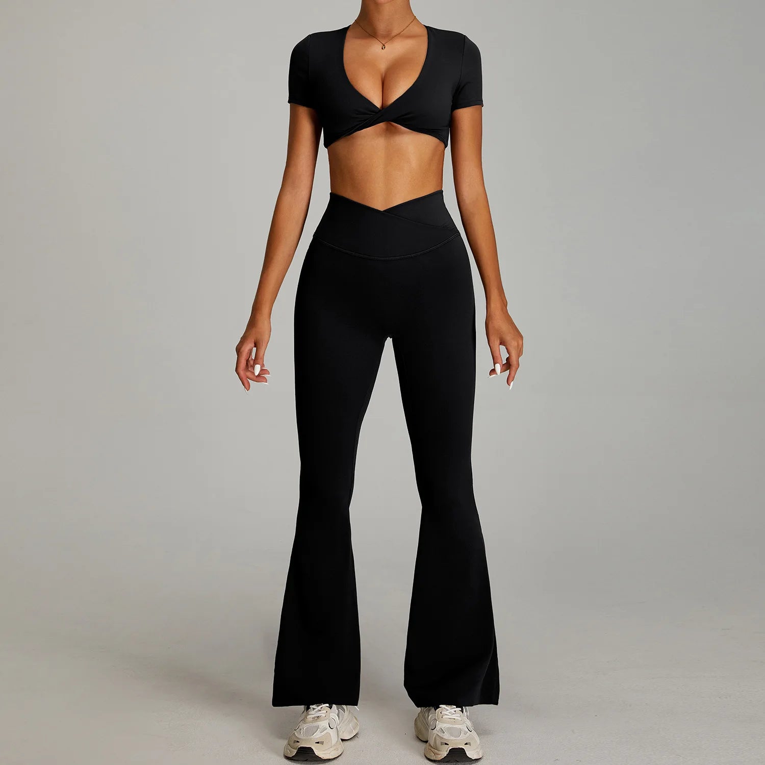 2-Piece Short Sleeve Yoga Set – Quick-Dry Top & Leggings