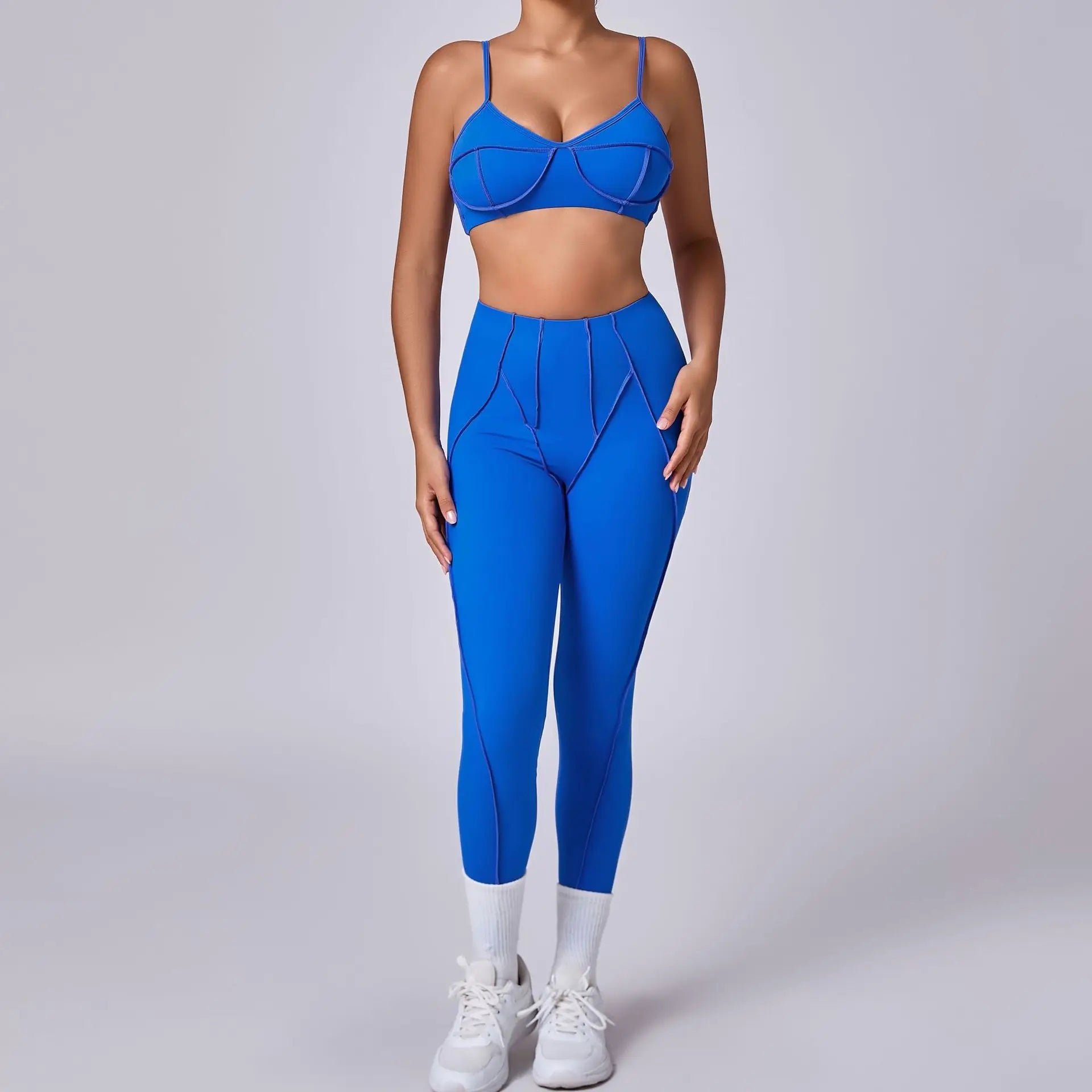 2-Piece Seamless Yoga Set – Shaping Leggings & Open Back Sports Bra