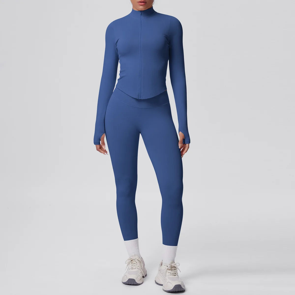 Women's 2-Piece Yoga Set — Long-Sleeve Zip-Up Jacket & High-Waisted Leggings
