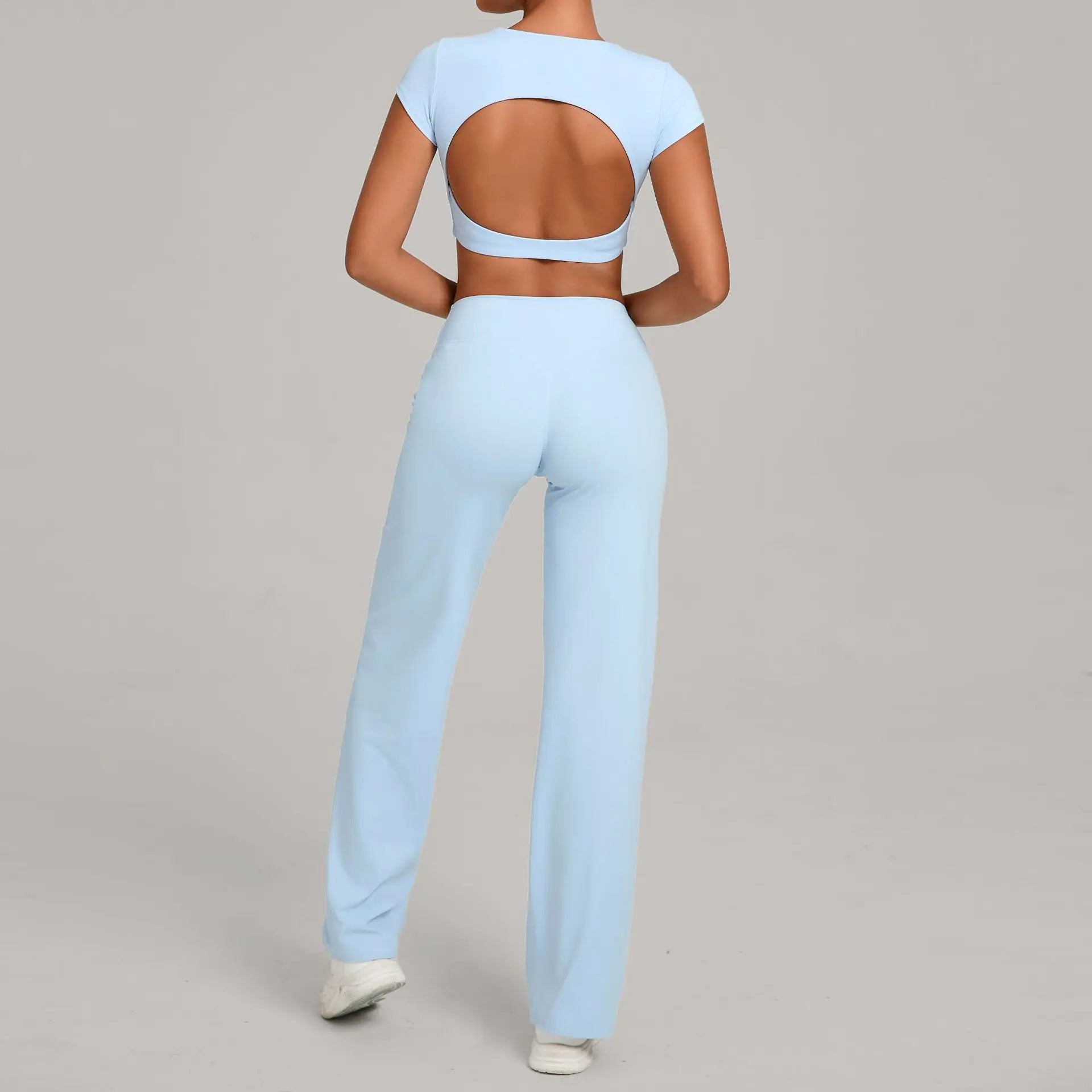 Women's 2-Piece Yoga Set — Short-Sleeve Top & High-Waist Push-Up Leggings