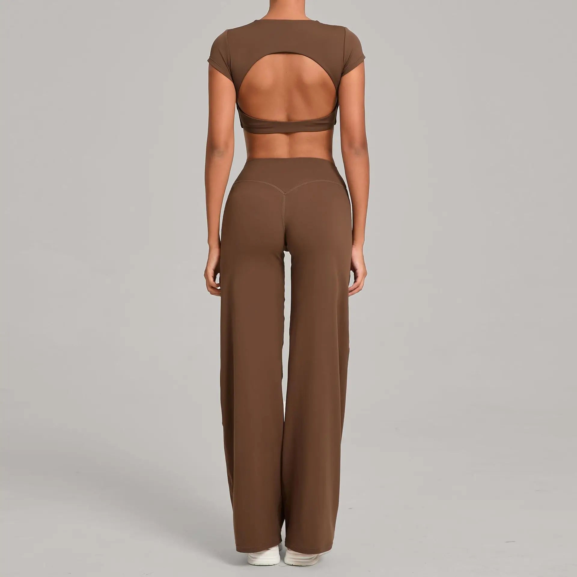 Women's 2-Piece Yoga Set — Short-Sleeve Top & High-Waist Push-Up Leggings