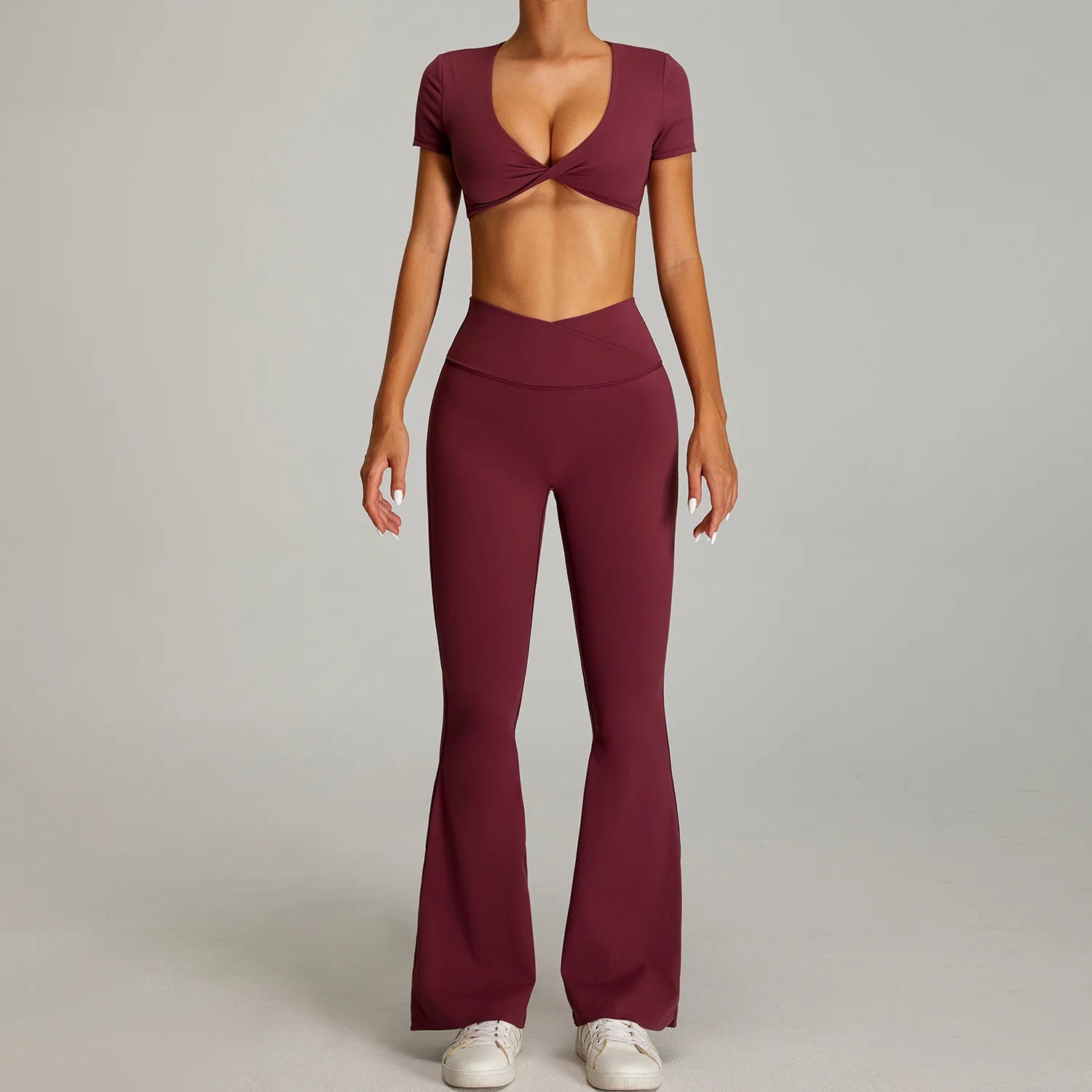 2-Piece Short Sleeve Yoga Set – Quick-Dry Top & Leggings
